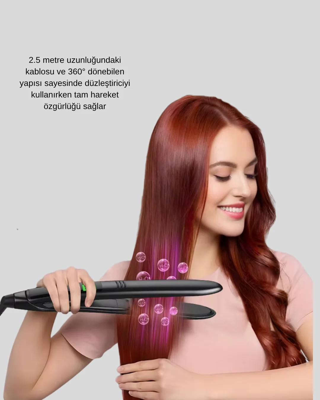 Isı Ayarlı Saç Düzleştirici Titanyum Seramik Plaka, Dijital Ekran