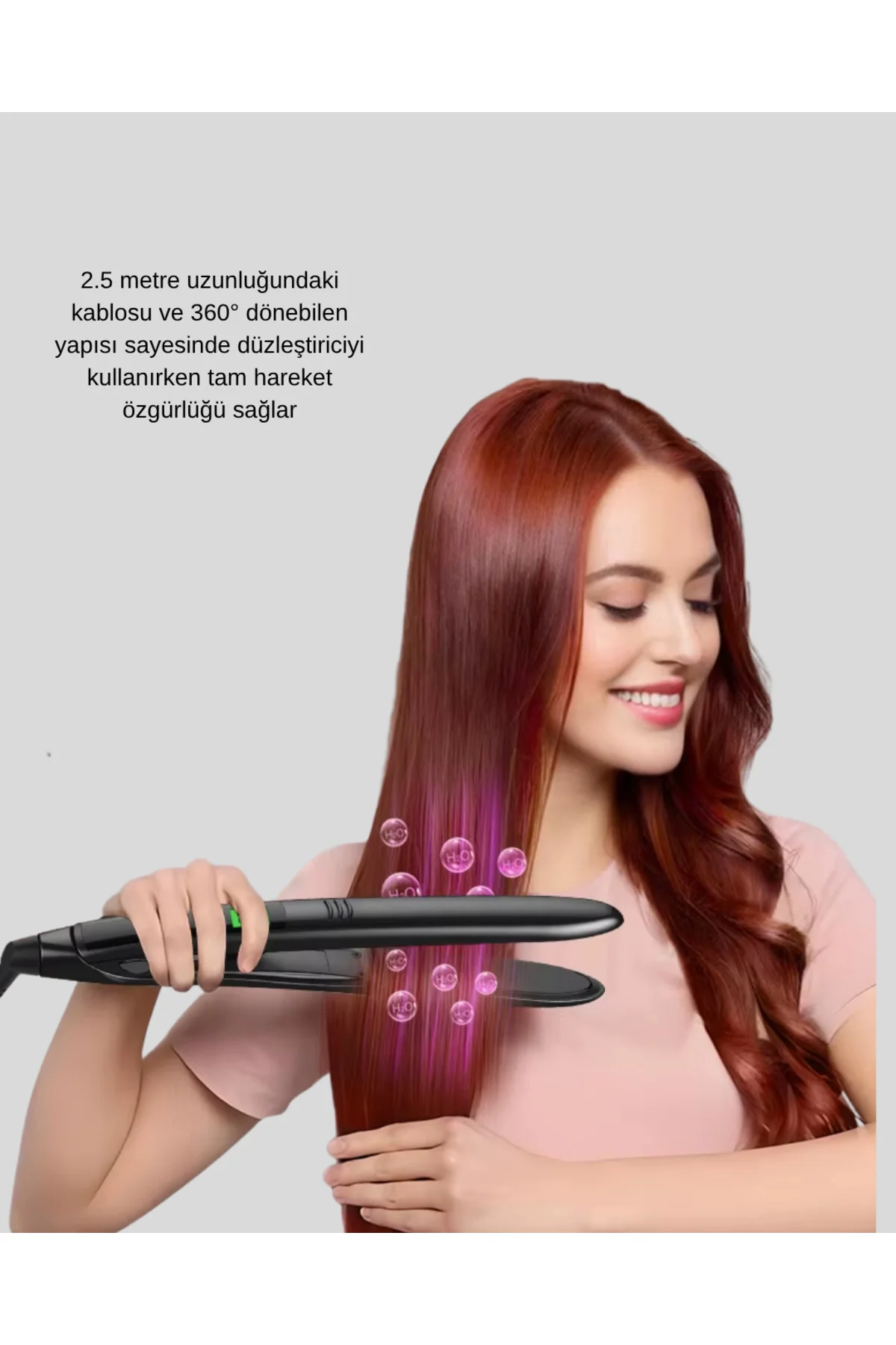 Isı Ayarlı Saç Düzleştirici Titanyum Seramik Plaka, Dijital Ekran