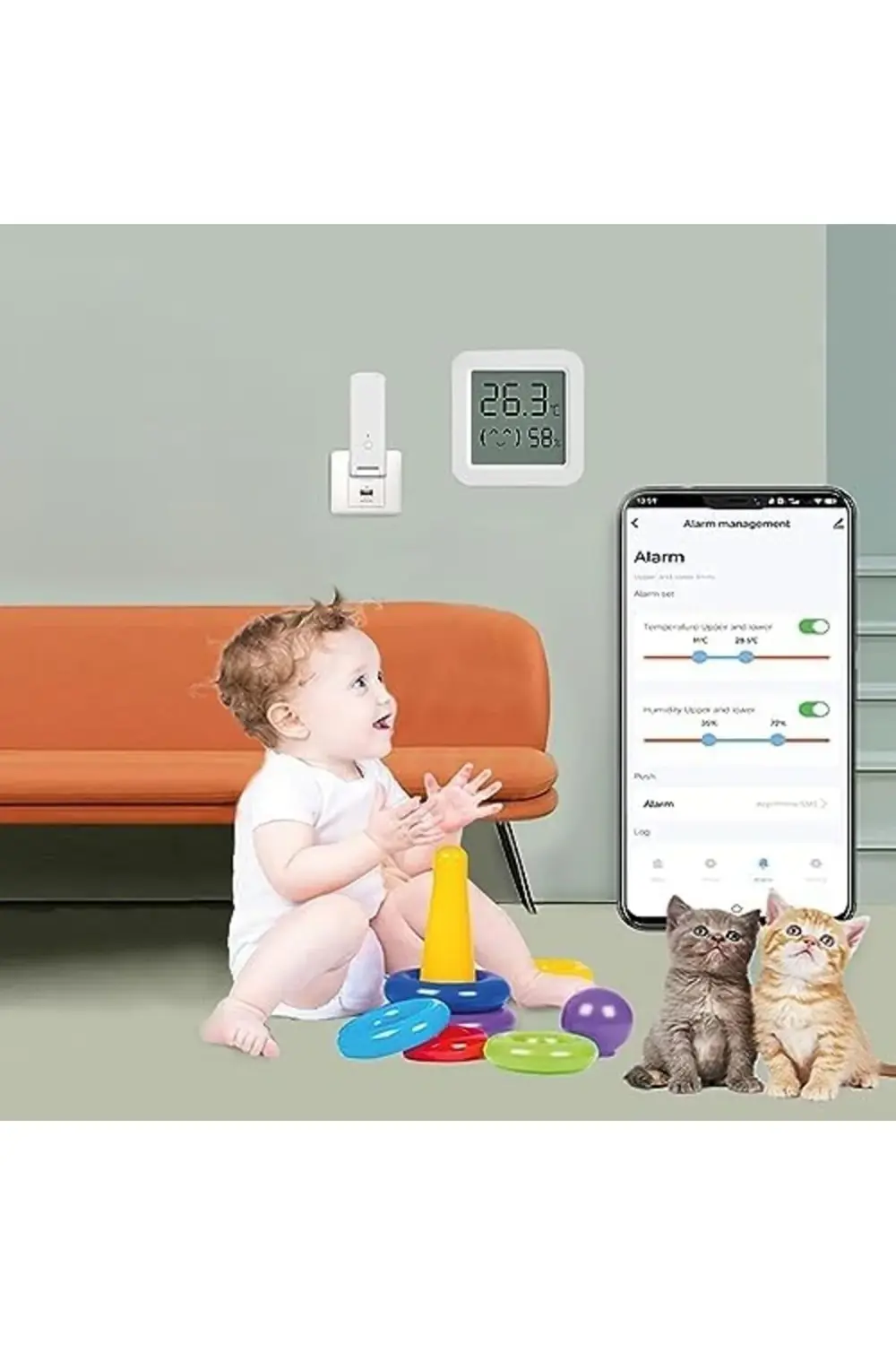 Isı Ve Nem Ölçer Termometre Bluetoooth Bağlantılı Termometre LCD