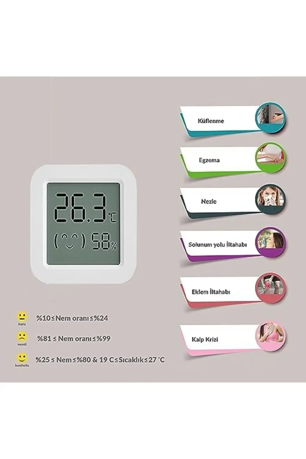 Isı Ve Nem Ölçer Termometre Bluetoooth Bağlantılı Termometre LCD