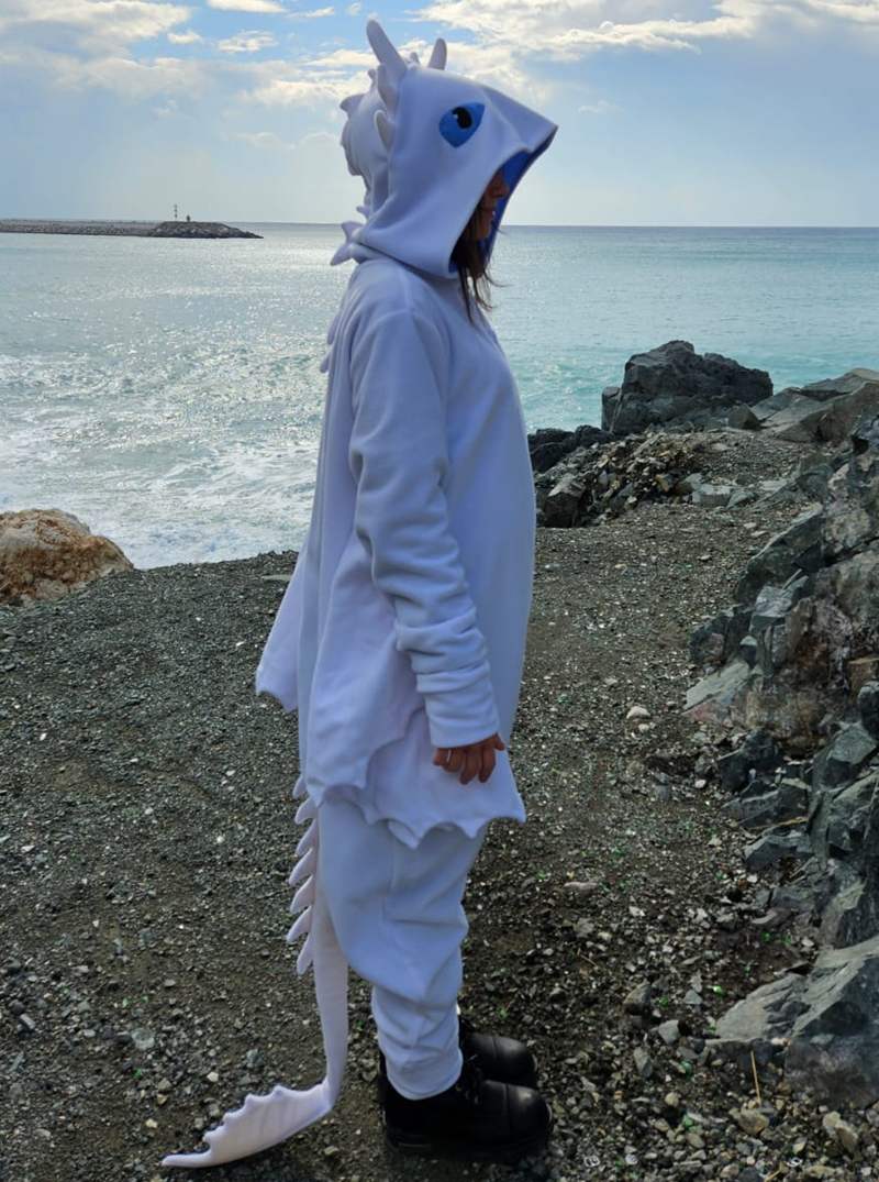 Işığın Öfkesi Ejderha Kostümü Yetişkin | Beyaz Ejderha Pijama Tul