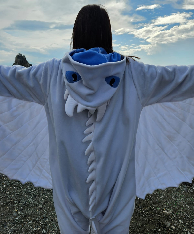 Işığın Öfkesi Ejderha Kostümü Yetişkin | Beyaz Ejderha Pijama Tul