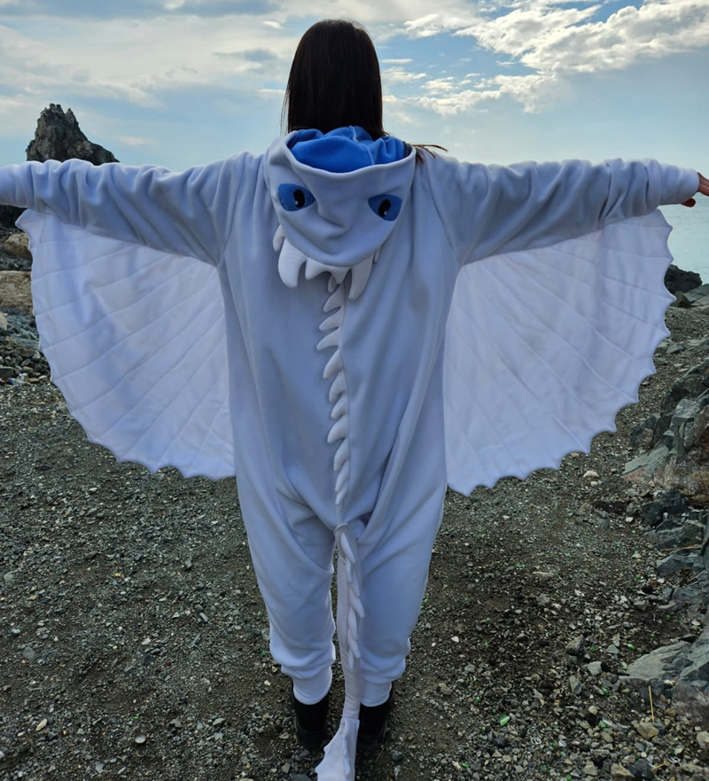 Işığın Öfkesi Ejderha Kostümü Yetişkin | Beyaz Ejderha Pijama Tul