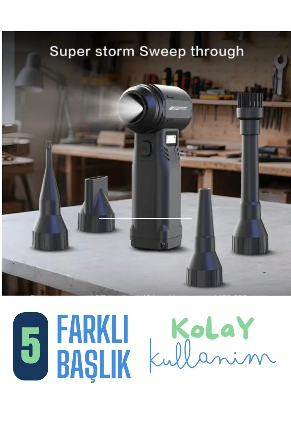 Işıklı 9 Kademeli 5 Başlıklı Mini Jet Fan - Jet Fan - Hava Üfleyi