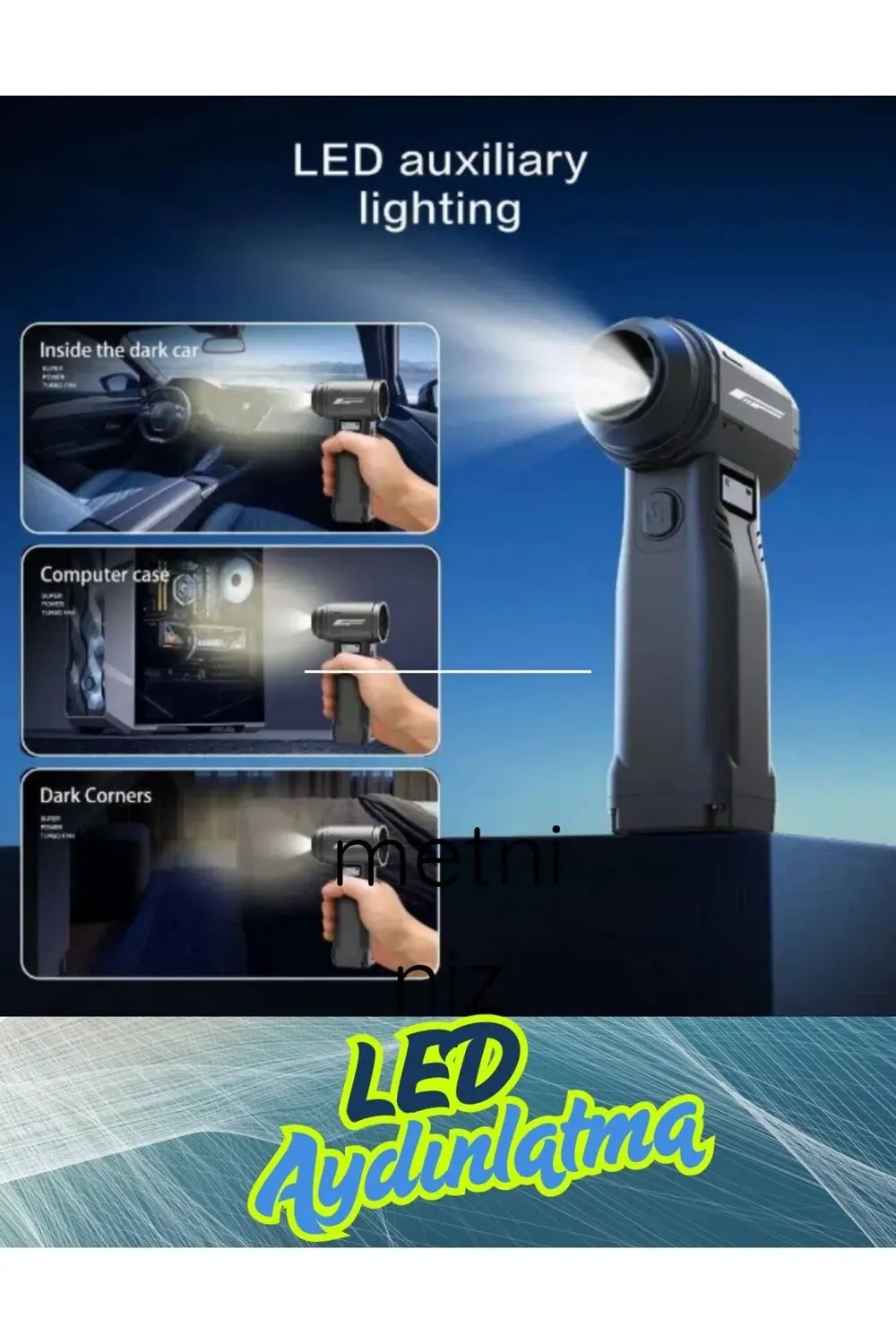 Işıklı 9 Kademeli 5 Başlıklı Mini Jet Fan - Jet Fan - Hava Üfleyi