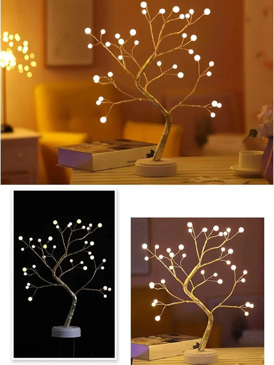 Işıklı Ağaç İnci LED Dekoratif Masa Lambası - PİL+USB 12 Dallı 36 LED Fiyatı, Yorumları ve Özellikleri