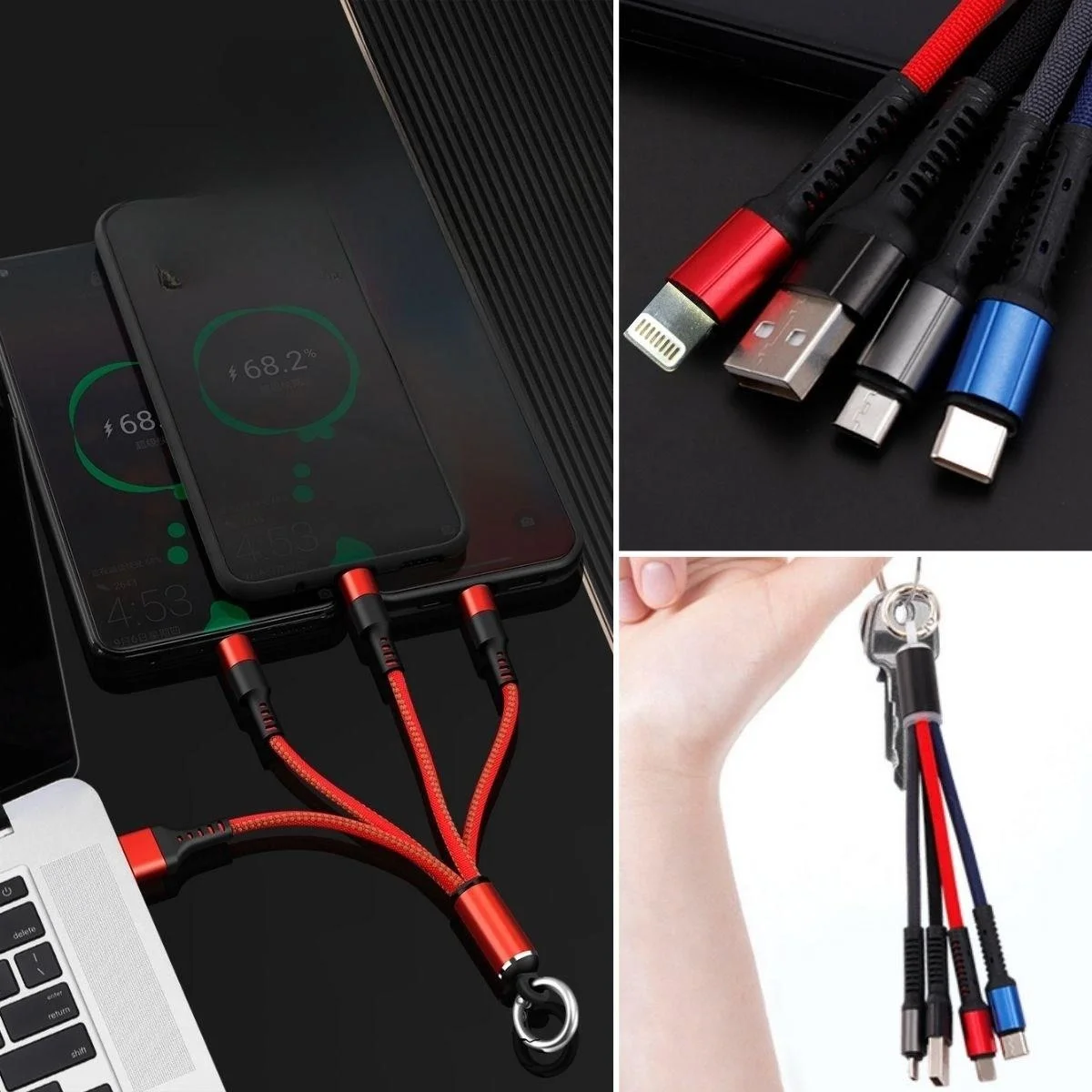 Işıklı Anahtarlık Model 3 İn 1 Usb Çıkışlı Mikro,type-c Ve İphone Uyumlu Şarj Kablosu Bx40 Fiyatı, Yorumları ve Özellikleri