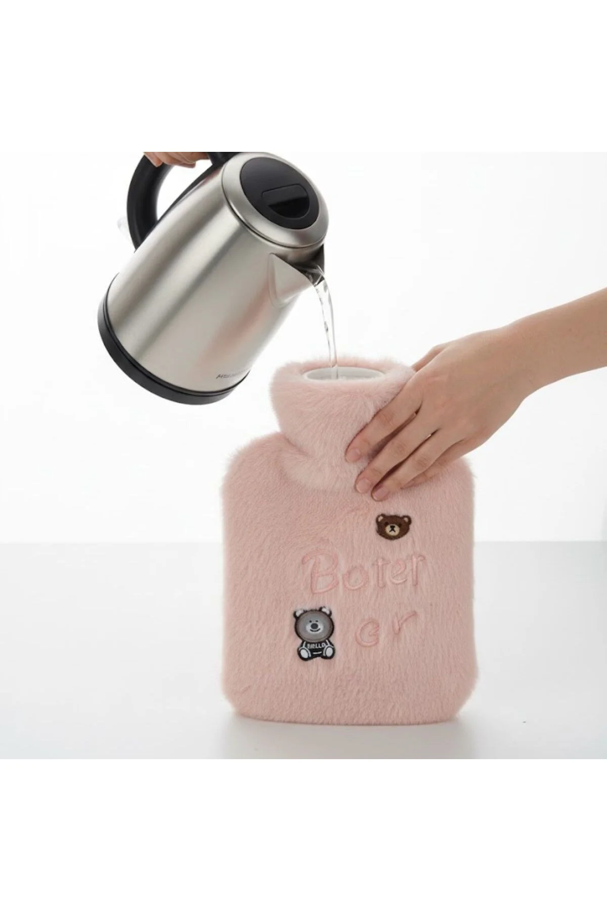 Işıklı Ayıcıklı Figürlü Pembe Peluş–Yumuşak Kılıf, Uzun Süre Sıca