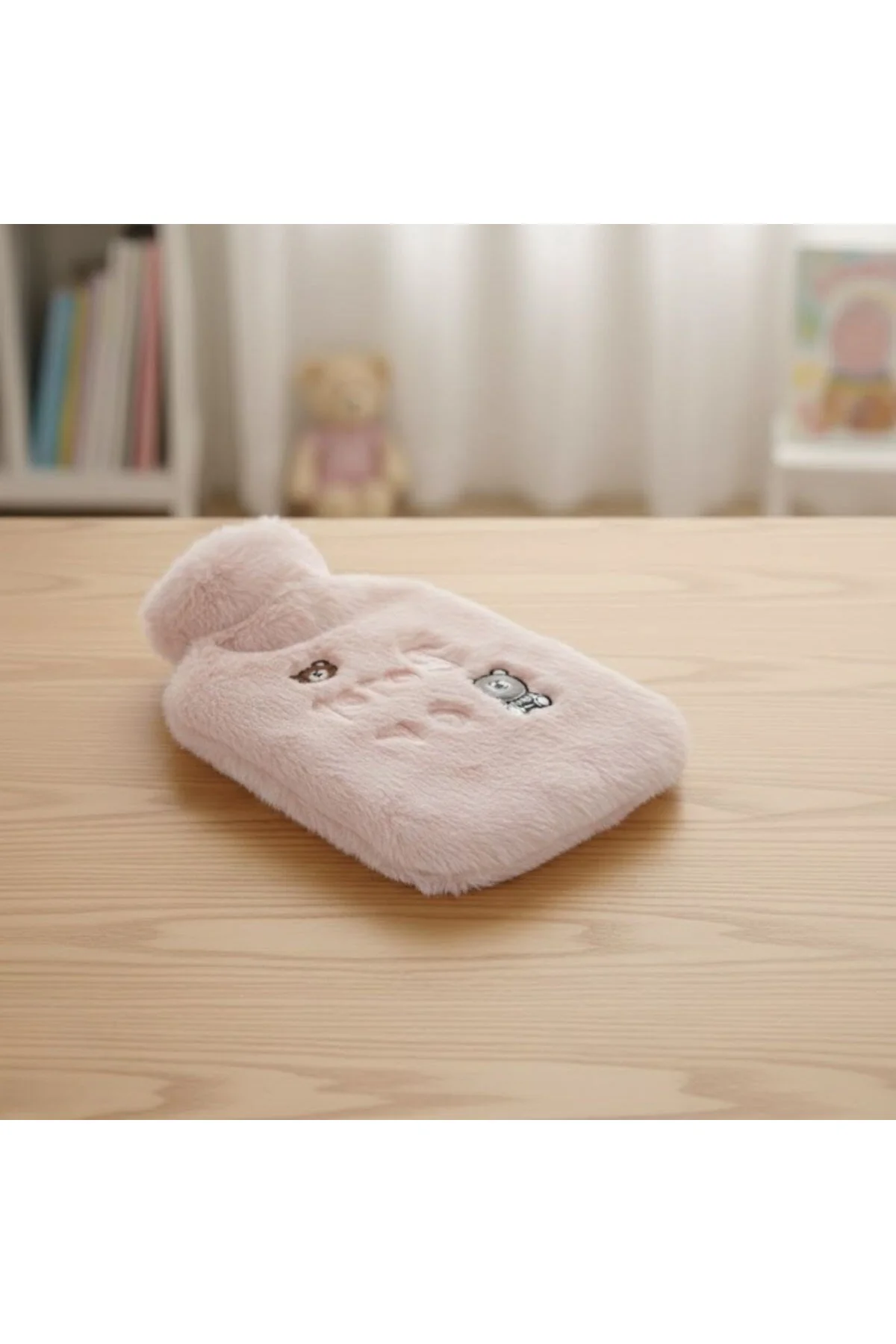 Işıklı Ayıcıklı Figürlü Pembe Peluş–Yumuşak Kılıf, Uzun Süre Sıca