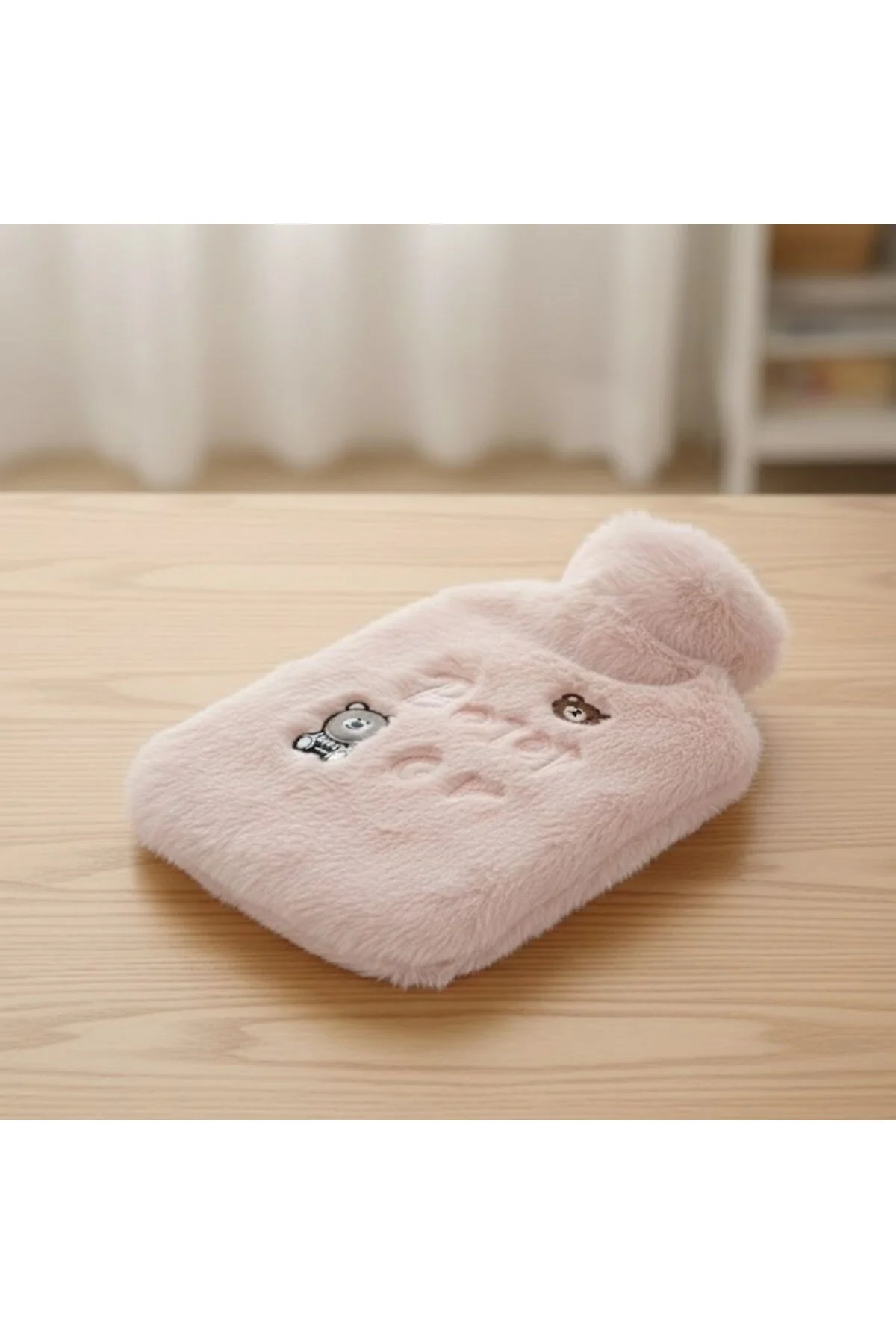 Işıklı Ayıcıklı Figürlü Pembe Peluş–Yumuşak Kılıf, Uzun Süre Sıca