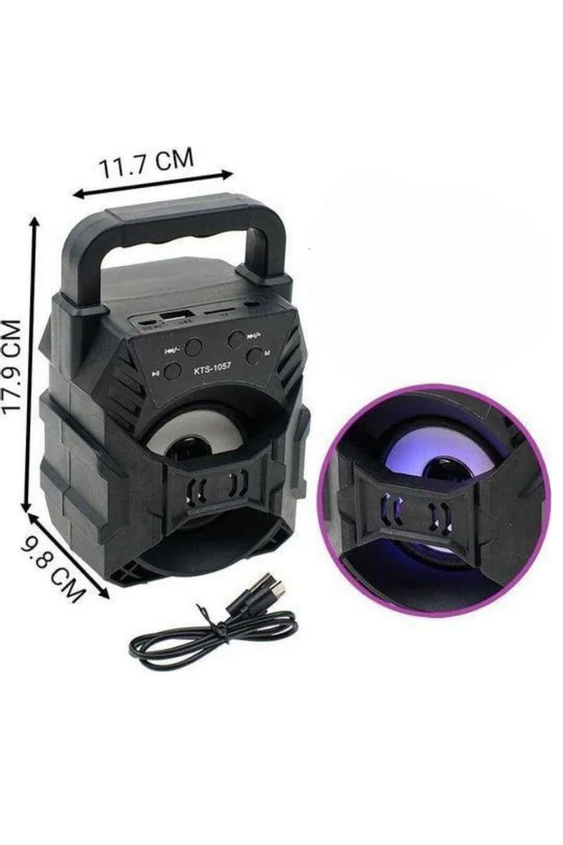 Işıklı Bluetooth Hoparlör - 80dB Ses Bombası, 5W Güç, FM Radyo