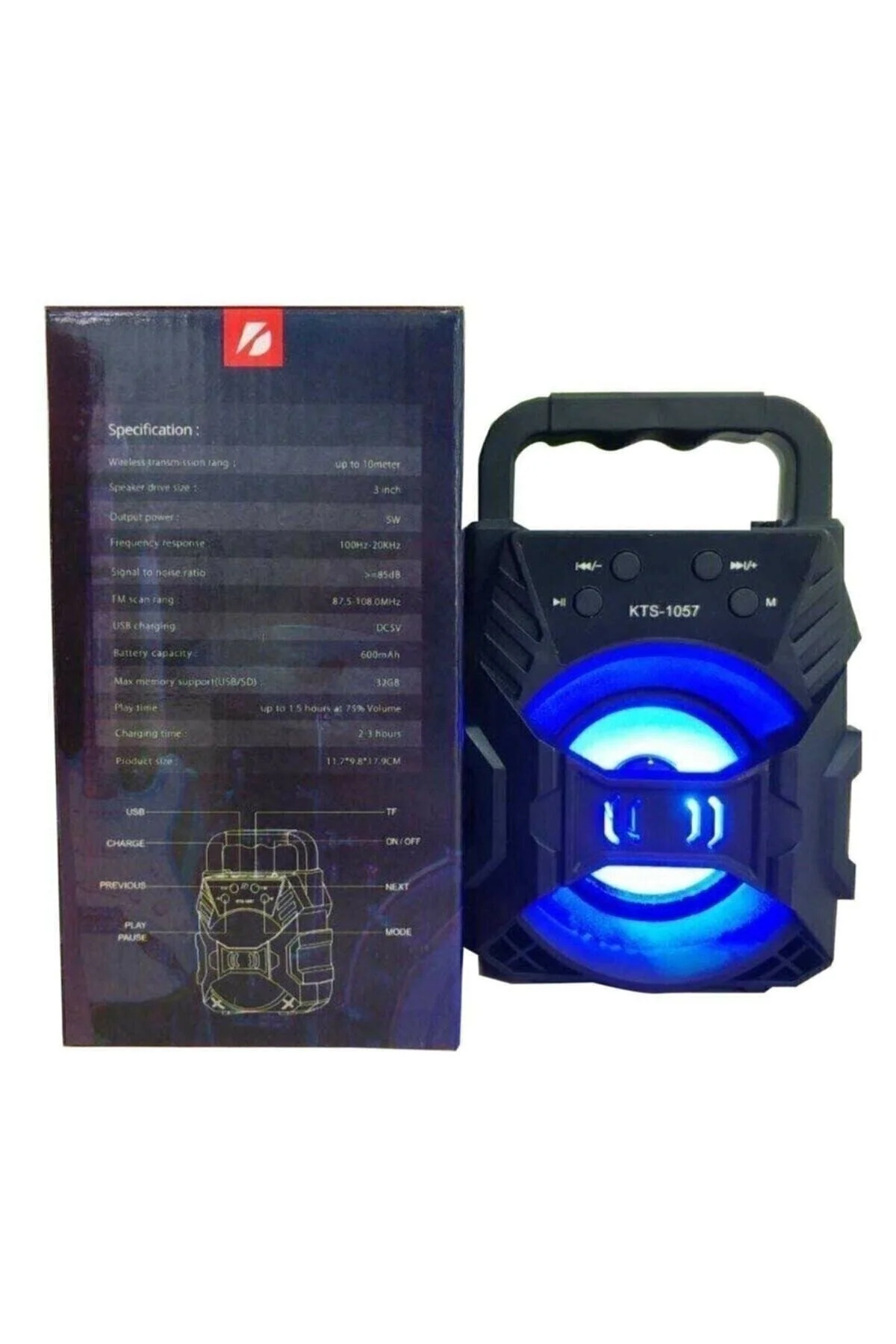 Işıklı Bluetooth Hoparlör, Taşınabilir Kablosuz Ses Sistemi, Suya Dayanıklı ve Radyolu