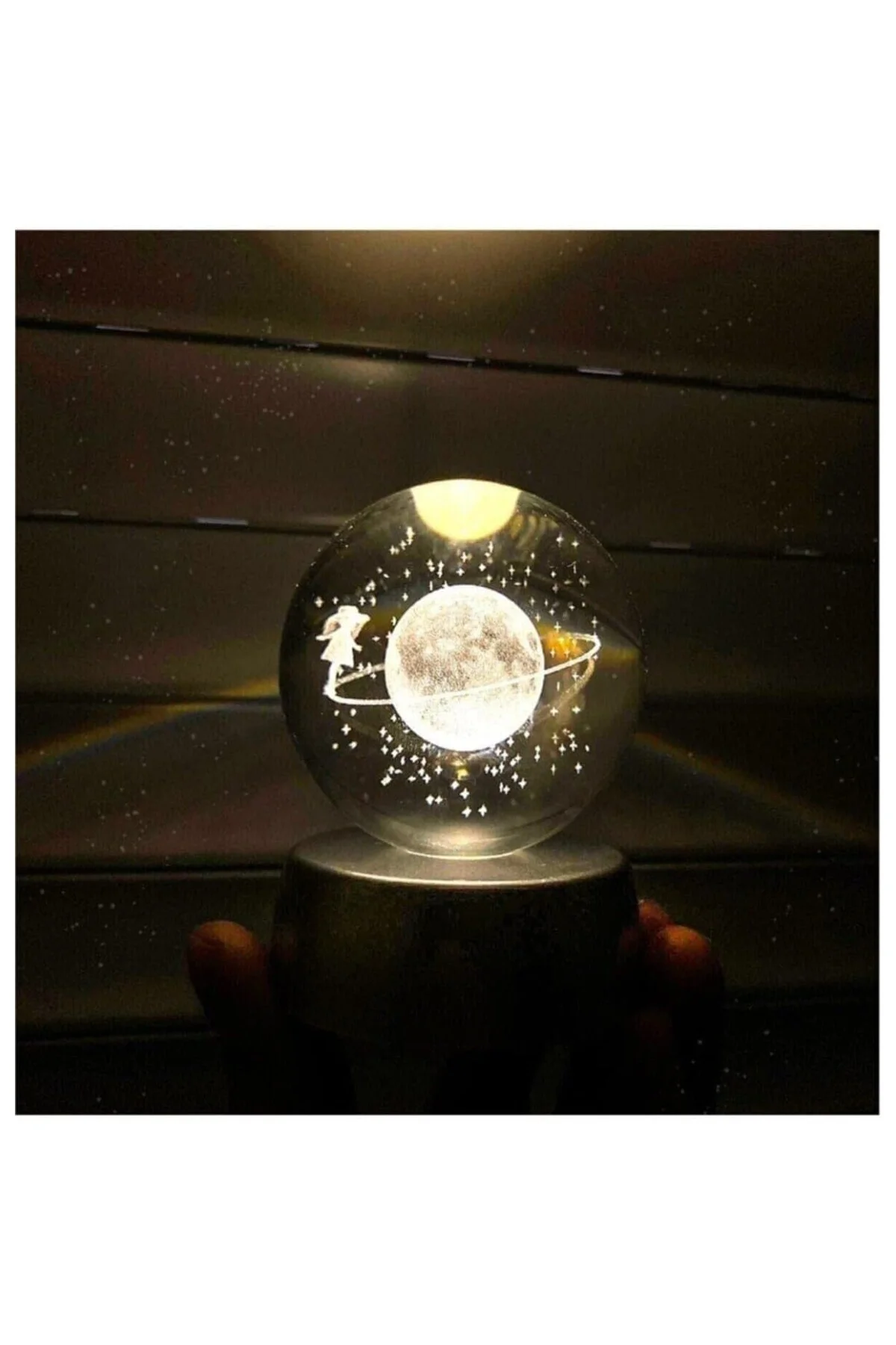 Işıklı Cam Gece Lambası Küre Kristal Renk Değiştiren LED Işıklı Dekoratif Hediye