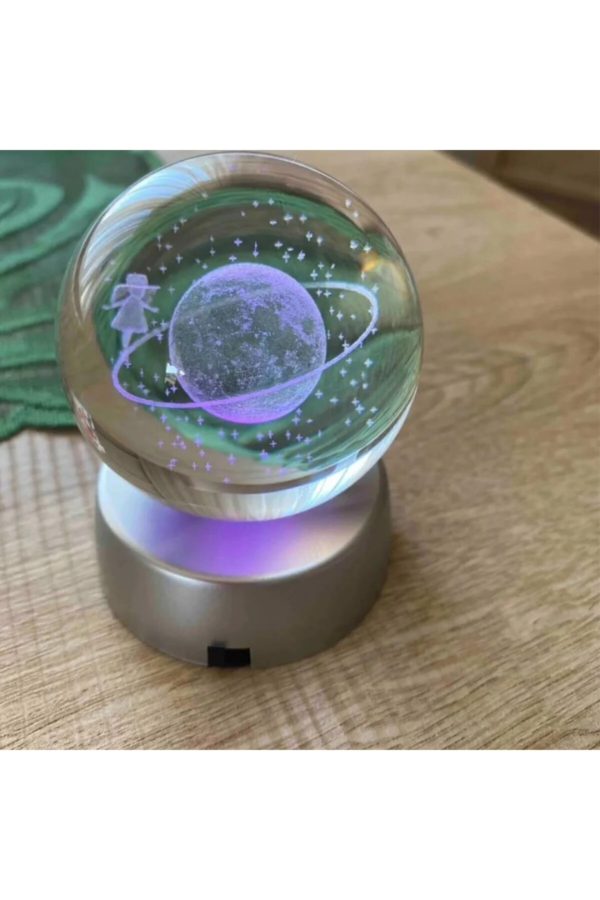 Işıklı Cam Gece Lambası Küre Kristal Renk Değiştiren LED Işıklı Dekoratif Hediye