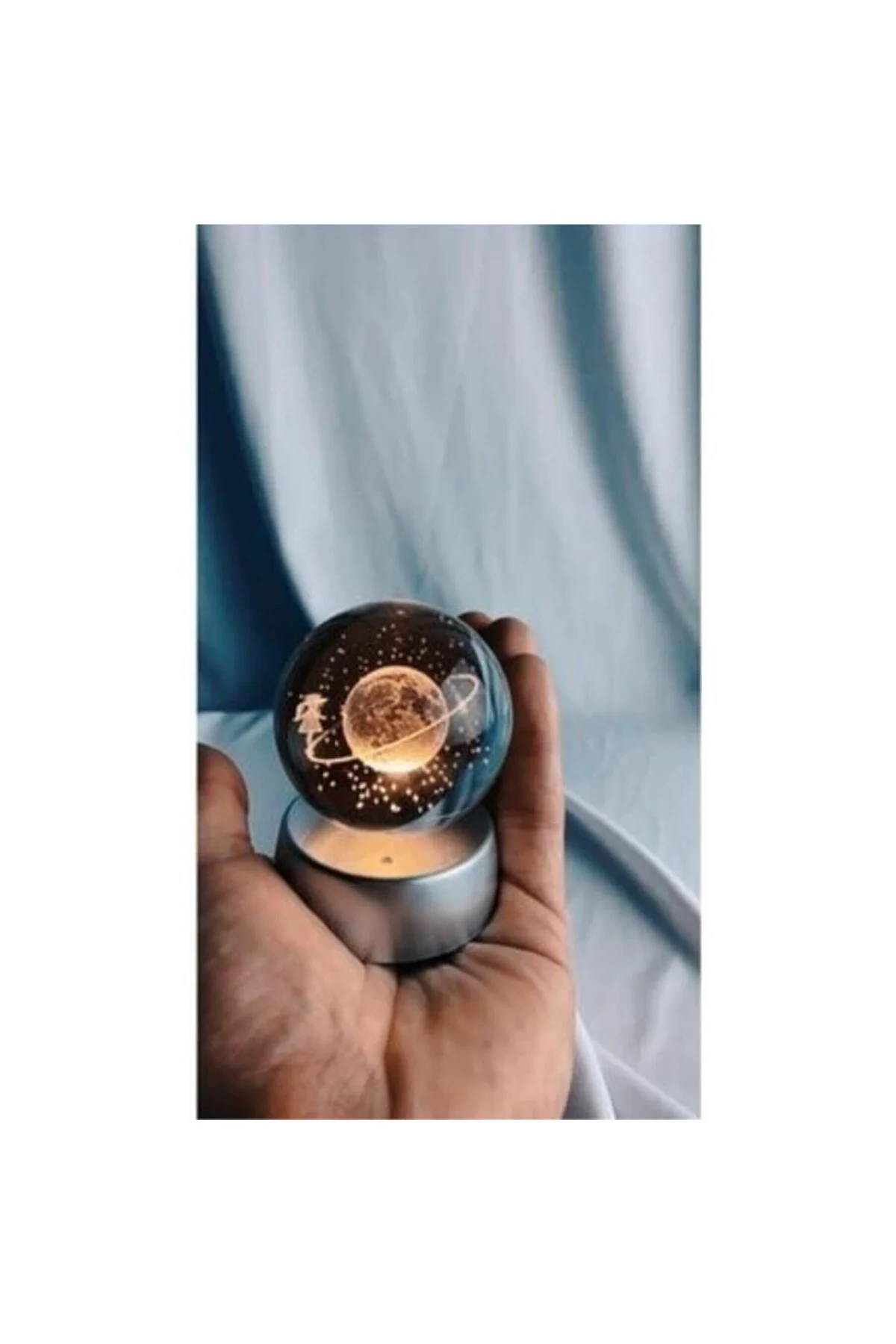 Işıklı Cam Gece Lambası Küre Kristal Renk Değiştiren LED Işıklı Dekoratif Hediye