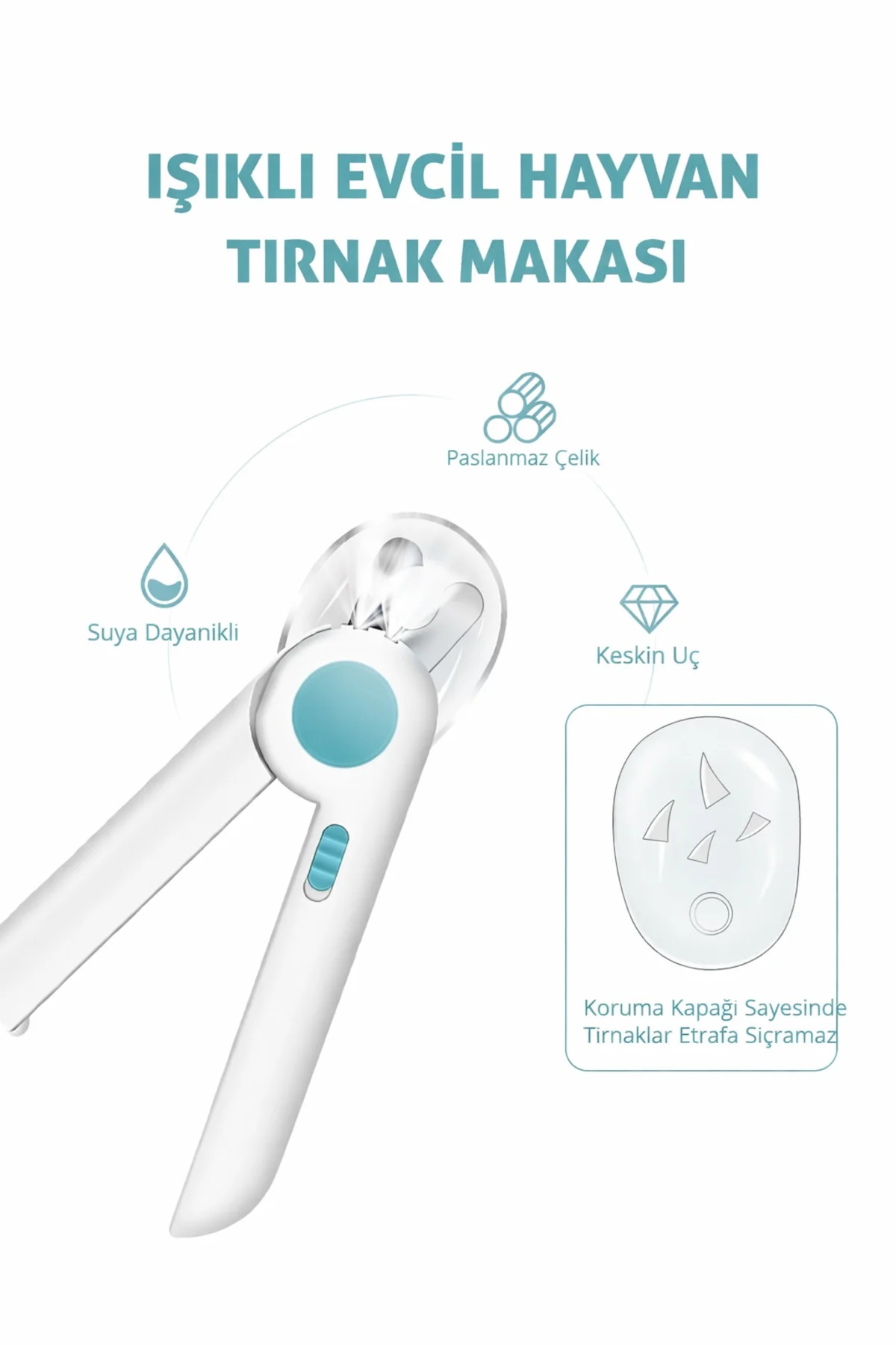 Işıklı Evcil Hayvan Tırnak Makası Çelik Keskin Koruma Kapaklı Suy Işıklı Evcil Hayvan Tırnak Makası Çelik Keskin Koruma Kapaklı Suy