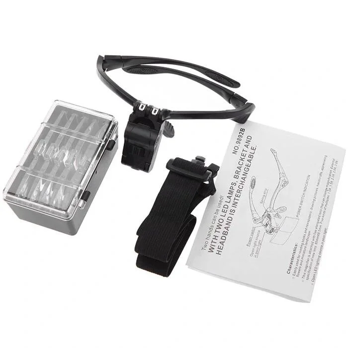 Işıklı Gözlük Büyüteç 5 Farklı Lens - 2 LED, Eller Serbest Kullanım 9892b Fiyatı, Yorumları ve Özellikleri