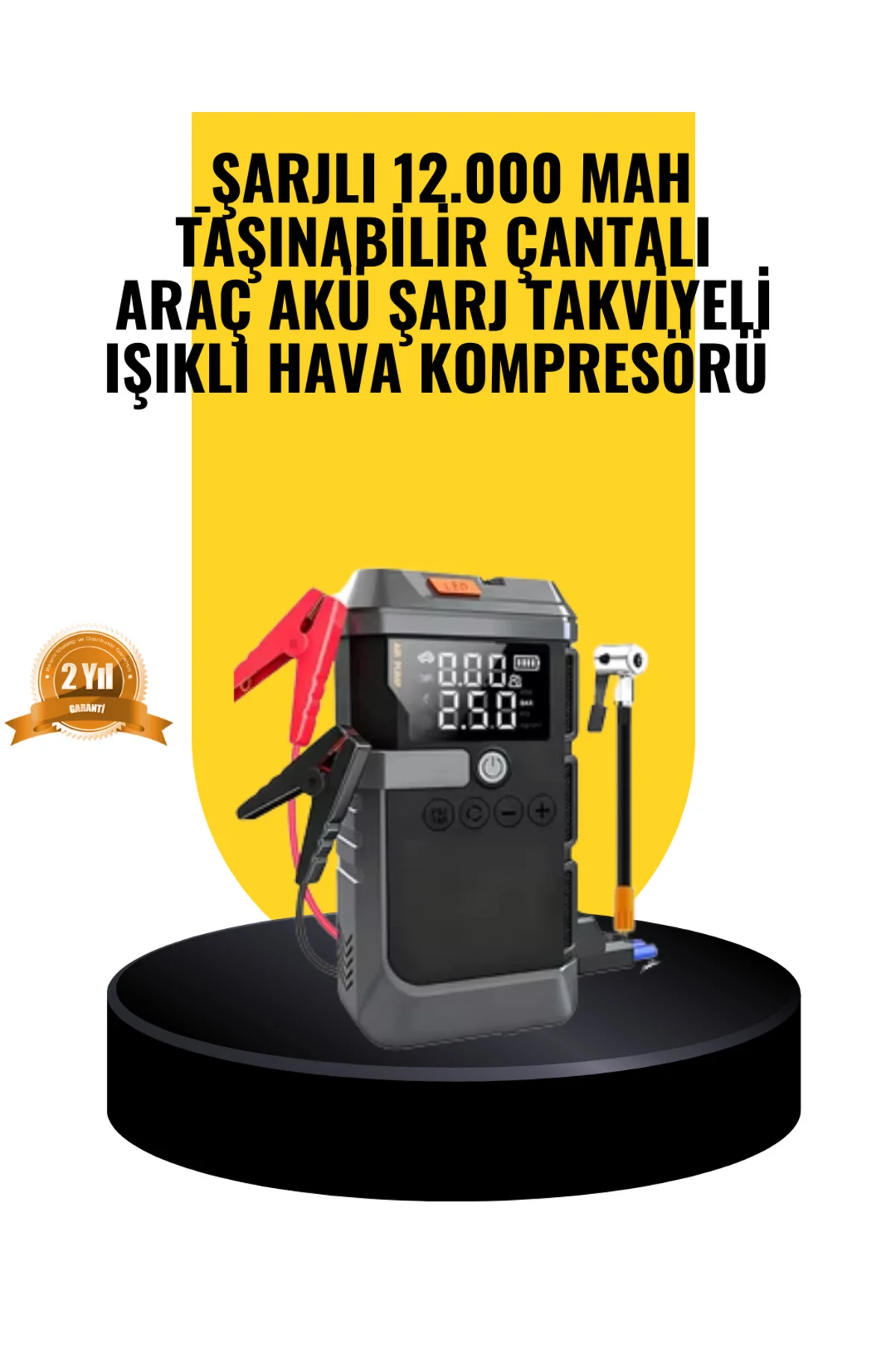 Işıklı Hava Kompresörlü Taşınabilir Akü Takviye Ünitesi