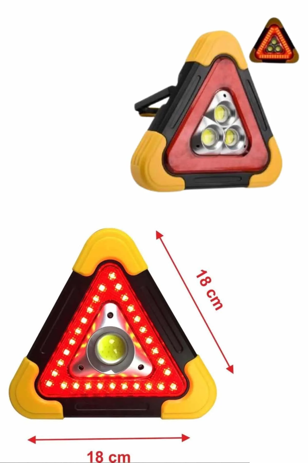 Işıklı İkaz Lambası Reflektör Şarjlı Işıklı Üçgen LED Acil Durum 