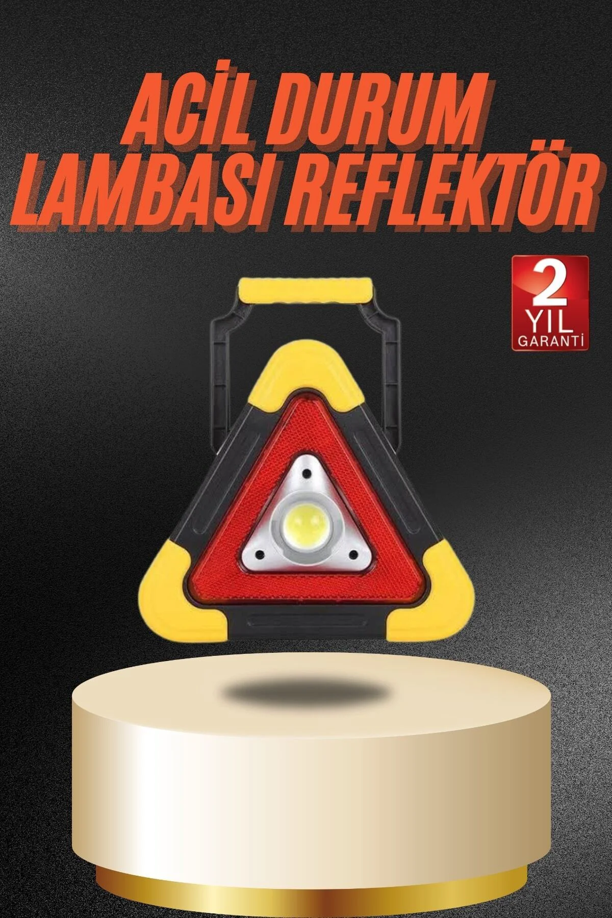 Işıklı İkaz Lambası Reflektör Şarjlı Işıklı Üçgen LED Acil Durum 