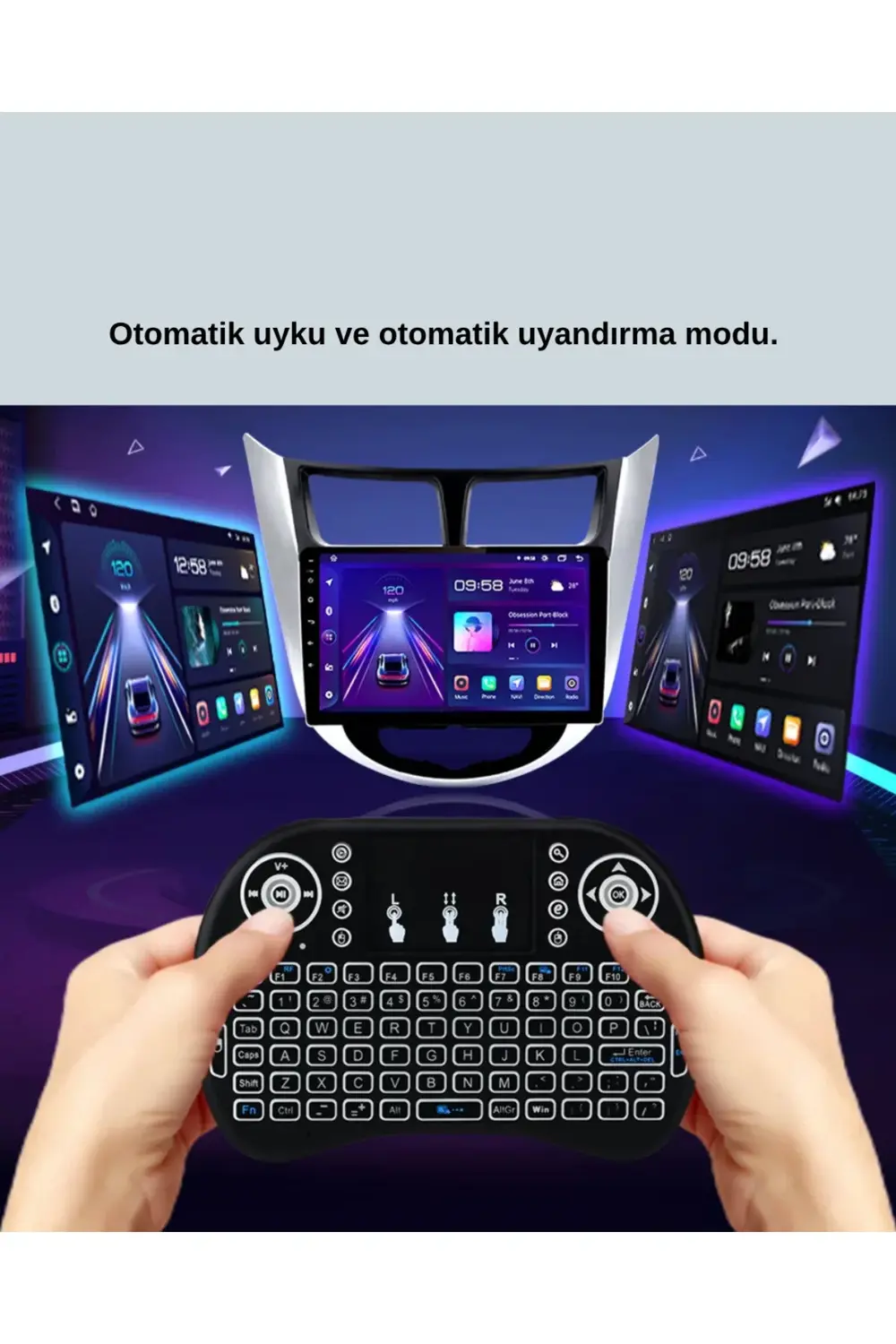 Işıklı Kablosuz Mini Klavye – 2.4 GHz, Dokunmatik Mouse Özellikli