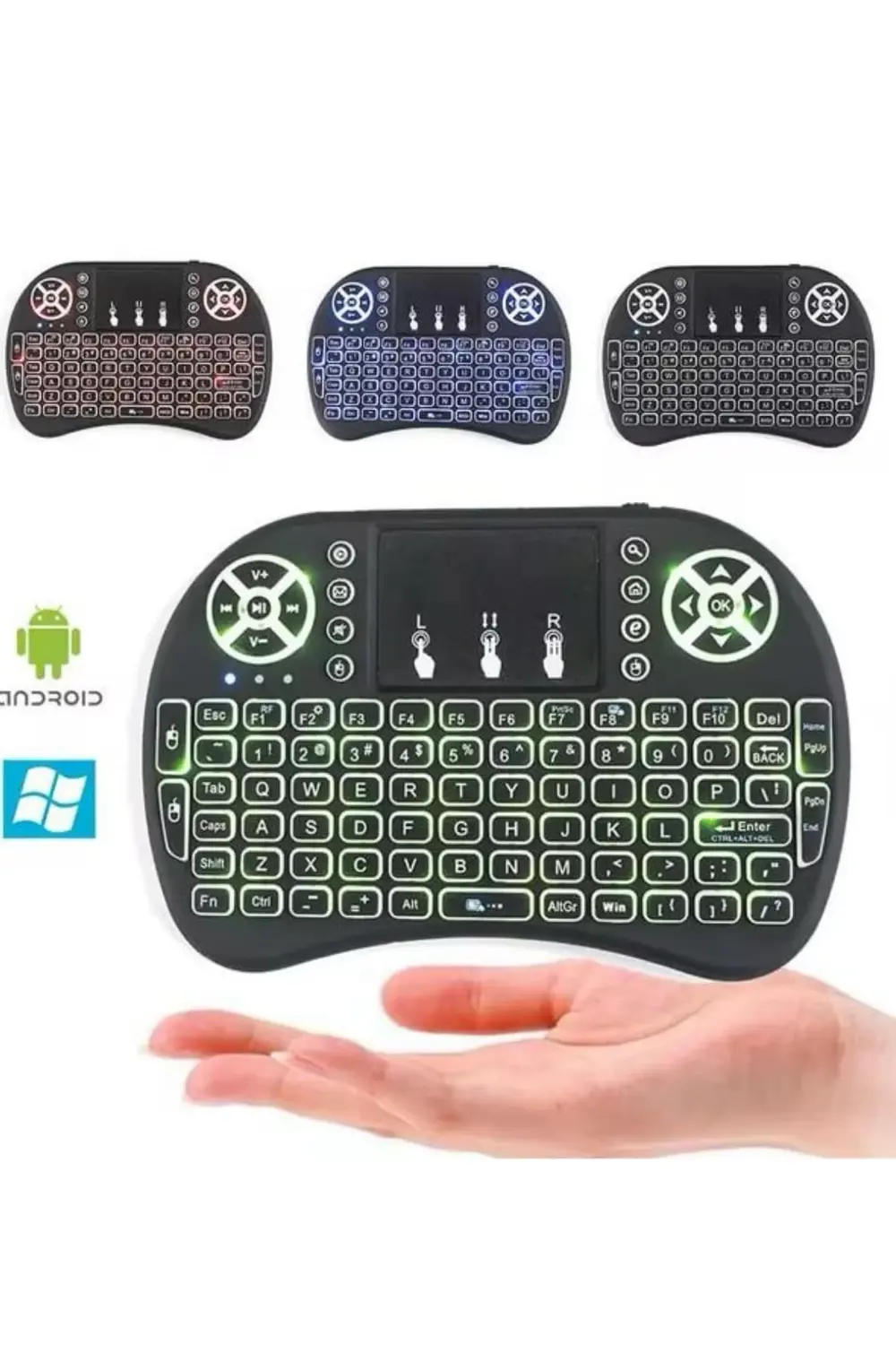 Işıklı Kablosuz Mini Klavye ve Dokunmatik Mouse Seti Türkçe Kablo