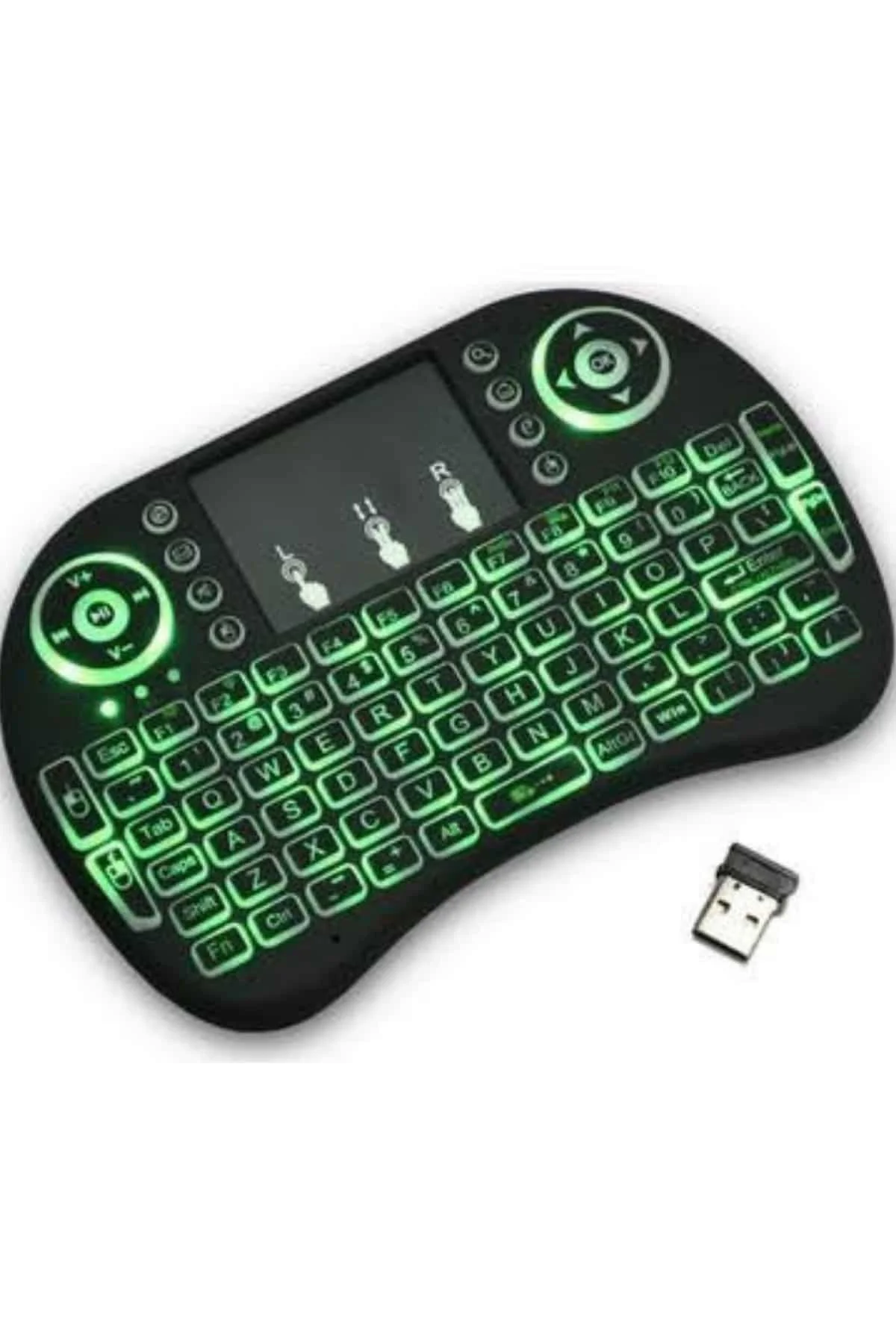 Işıklı Kablosuz Mini Klavye ve Dokunmatik Mouse Seti Türkçe Kablo