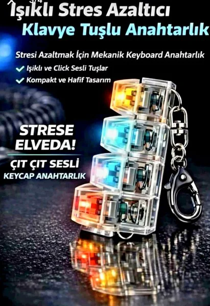 Işıklı Klavye Tuşu Switch Anahtarlık Keyboard Fidget Led Anahtarl