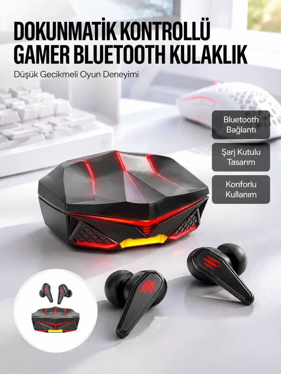 Işıklı Metal Kasa Bluetooth Kulaklık HD Ses Kaliteli Mikrofonlu Yeni Nesil