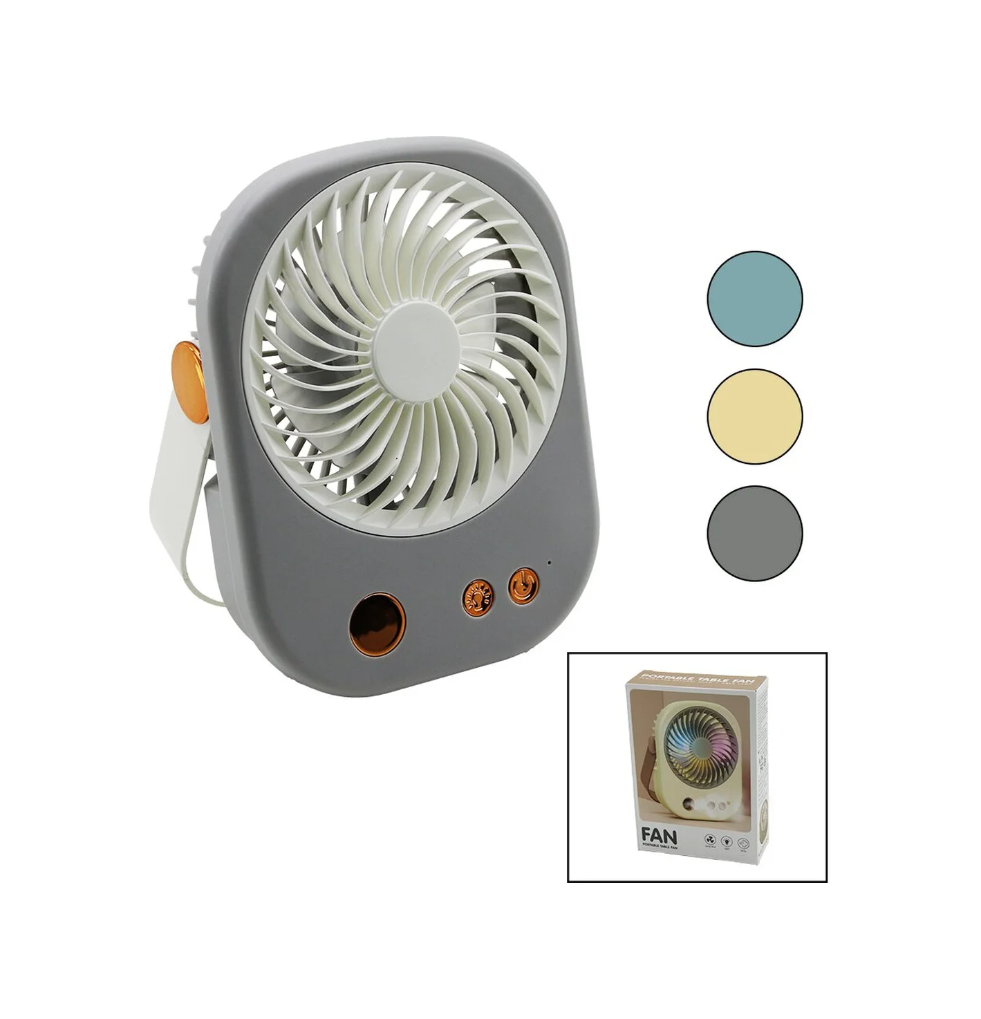 Işıklı Mini Fan Masa Üstü Usb Şarjlı 2in1 Kulp Taşıma - Duruş 3 K