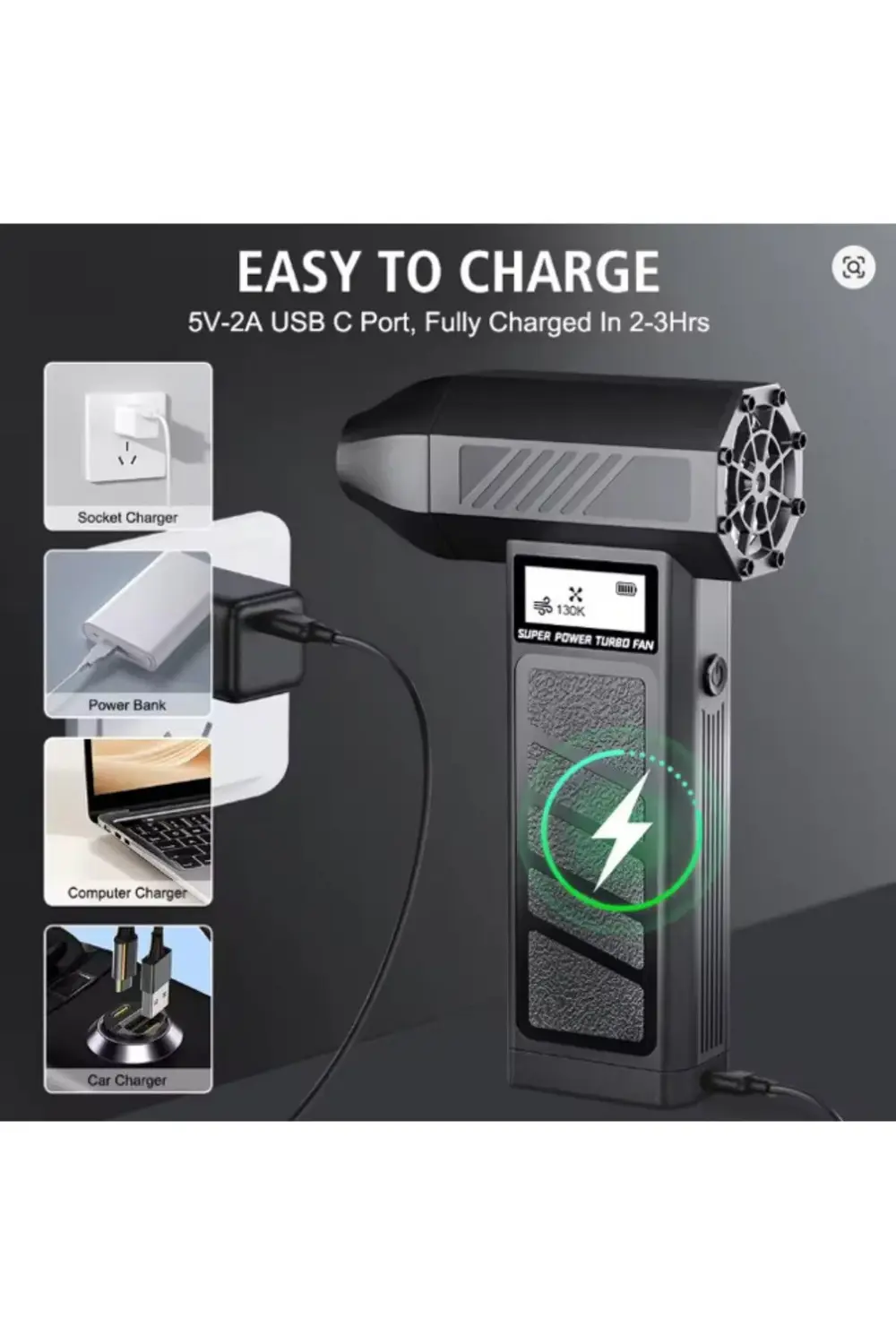 Işıklı Mini Turbo Jet Fan 130000rpm Araba Aksesuarları Temizleme