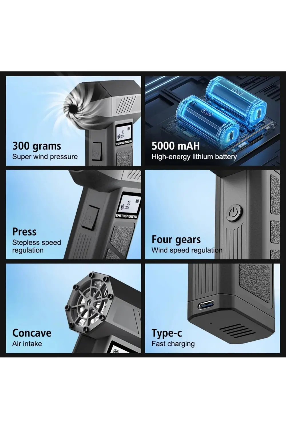 Işıklı Mini Turbo Jet Fan 130000rpm Araba Aksesuarları Temizleme