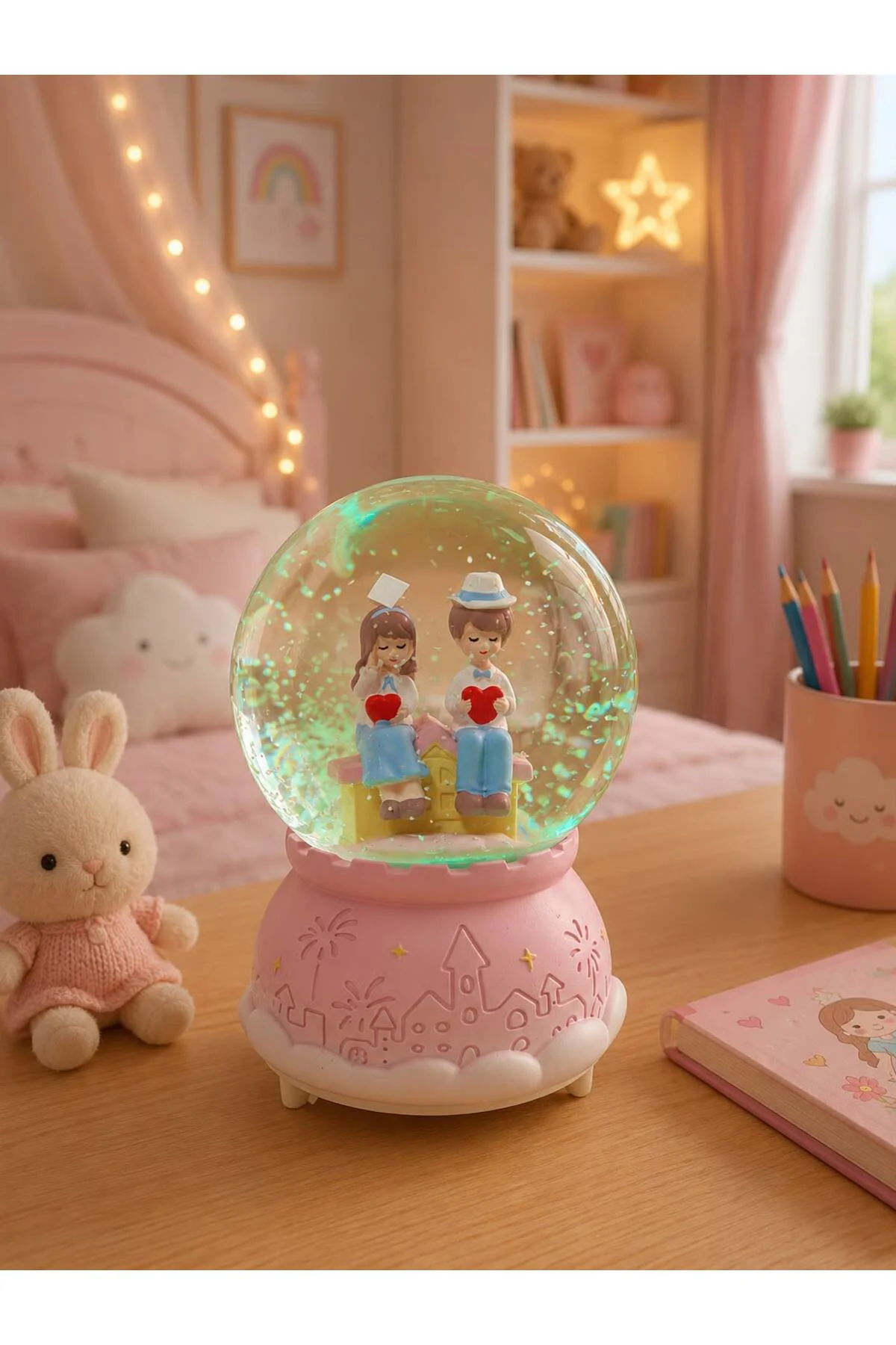 Işıklı Müzikli Renk Değiştiren Kar Küresi 12*8cm