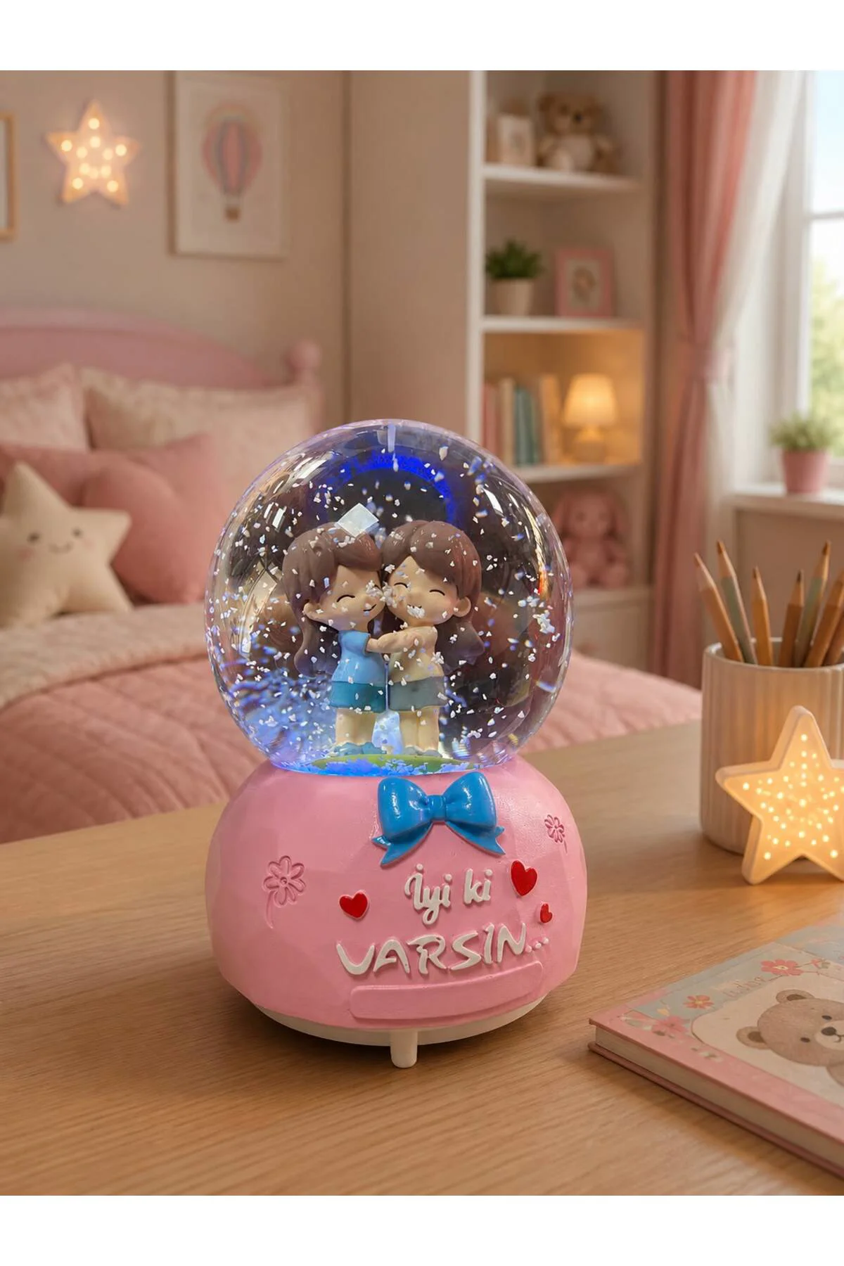 Işıklı Müzikli Renk Değiştiren İyiki Varsın Kar Küresi 12*8cm