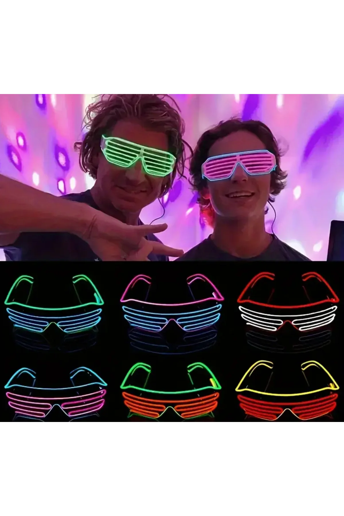 Işıklı Neon Gözlük Glow Gözlük Renkli Neon Parti Eğlence Cadılar Bayramı, Glow Stick Gözlük