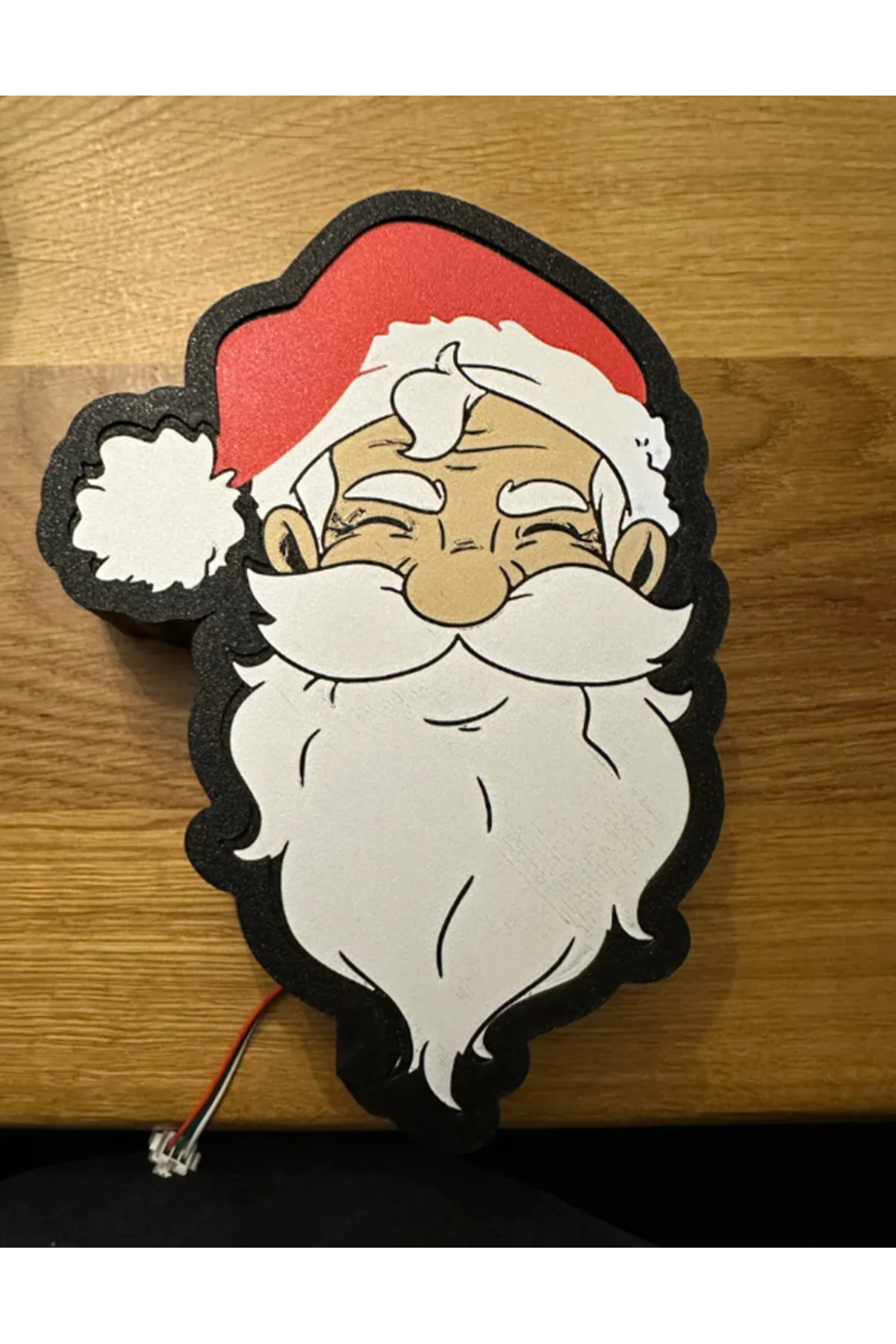 Işıklı Noel Baba Süsü, 17cm, kırmızı renkli yılbaşı dekoru