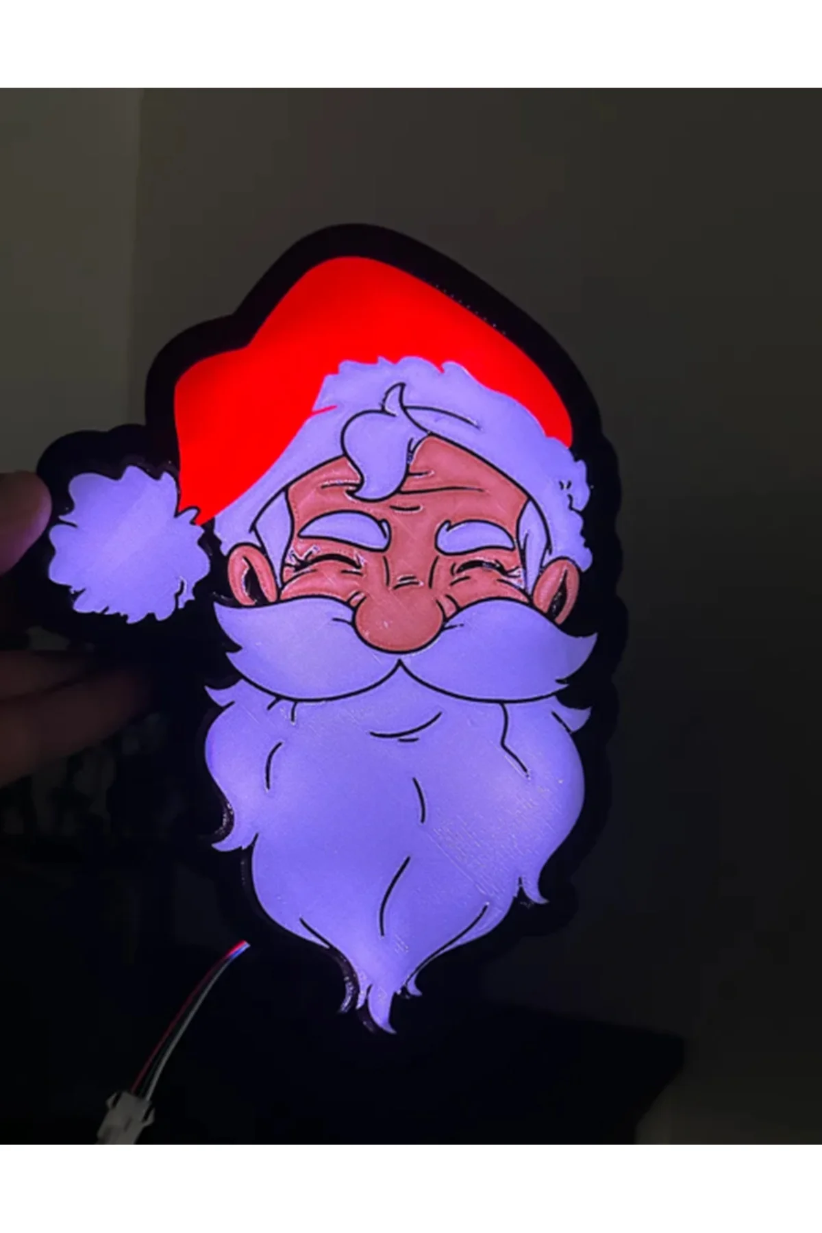 Işıklı Noel Baba Süsü, 17cm, kırmızı renkli yılbaşı dekoru