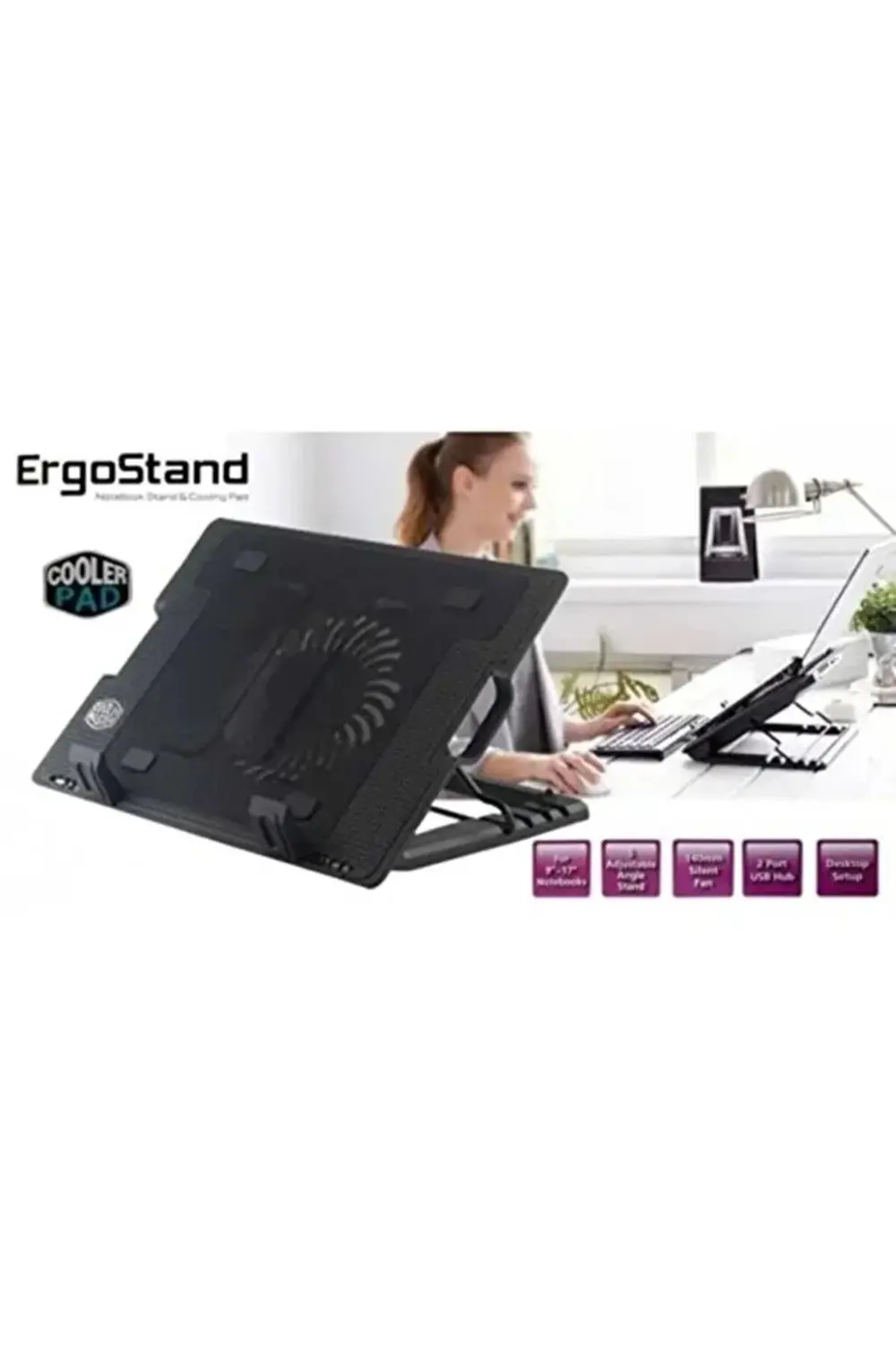 Işıklı Notebook Soğutucu Stand - 5 Kademeli Ayarlı Fanlı Laptop C