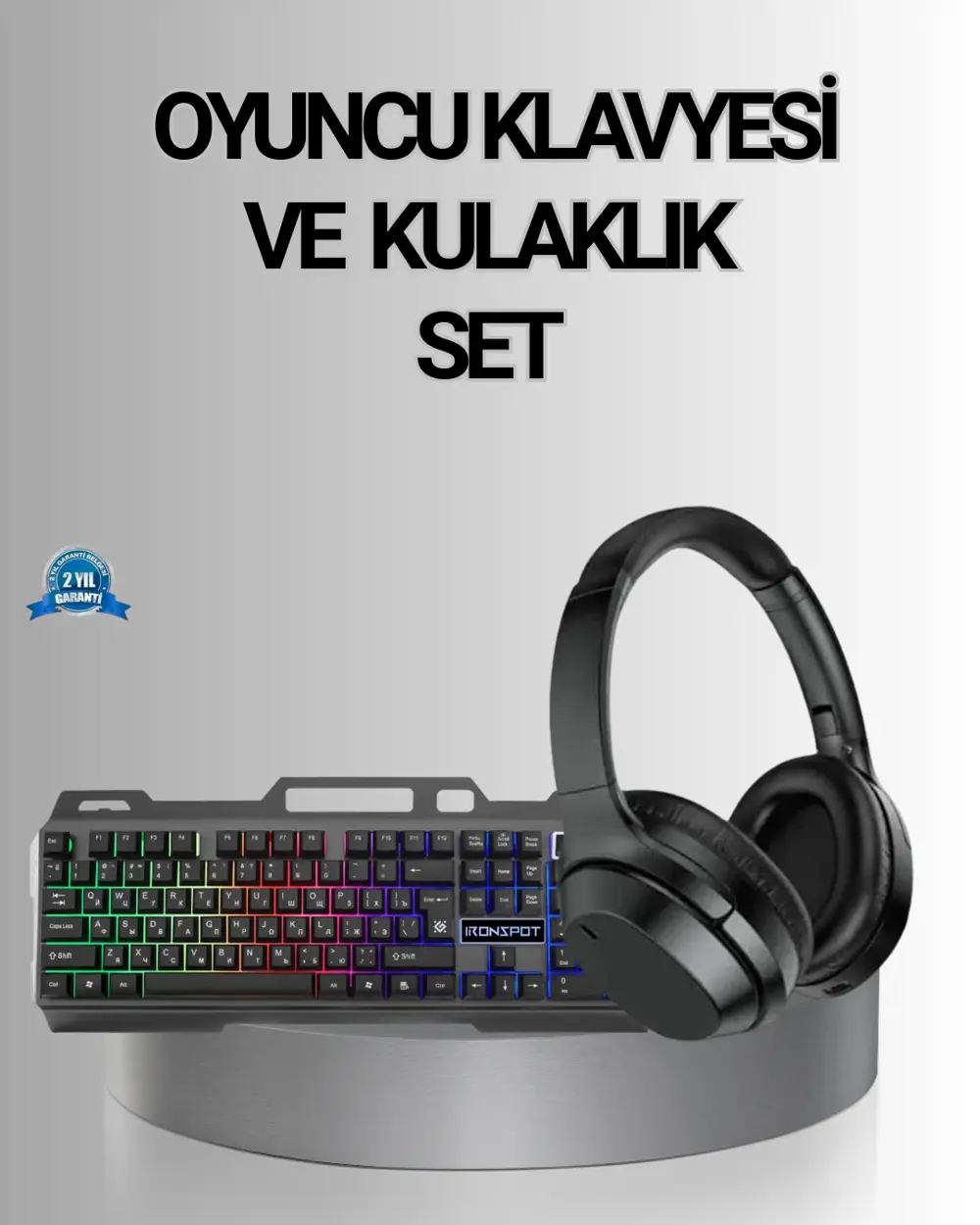 Işıklı Oyuncu Klavye Mouse ve Bluetooth Kulaklık Seti Türkçe Q US