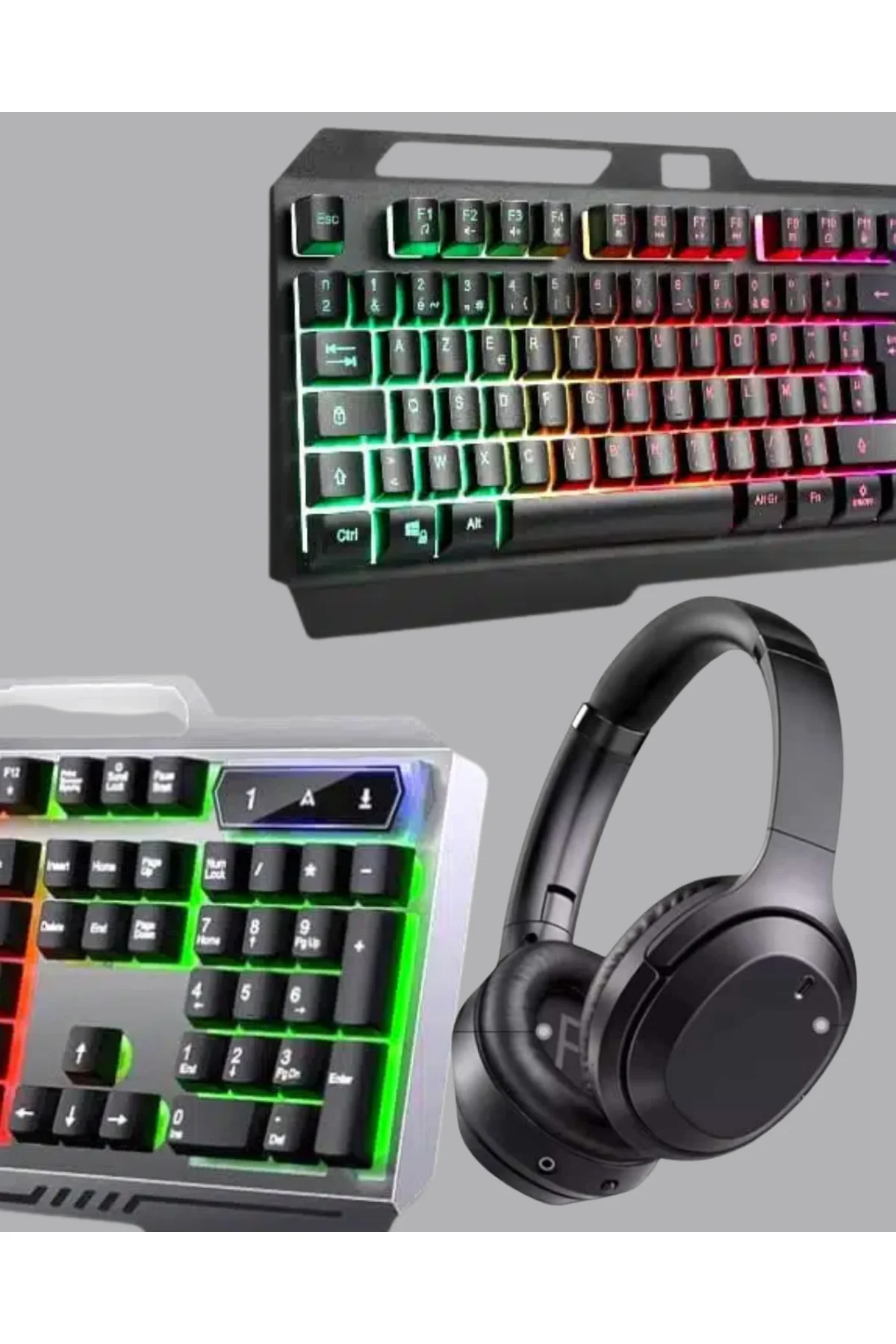 Işıklı Oyuncu Klavye Mouse ve Bluetooth Kulaklık Seti Türkçe Q US