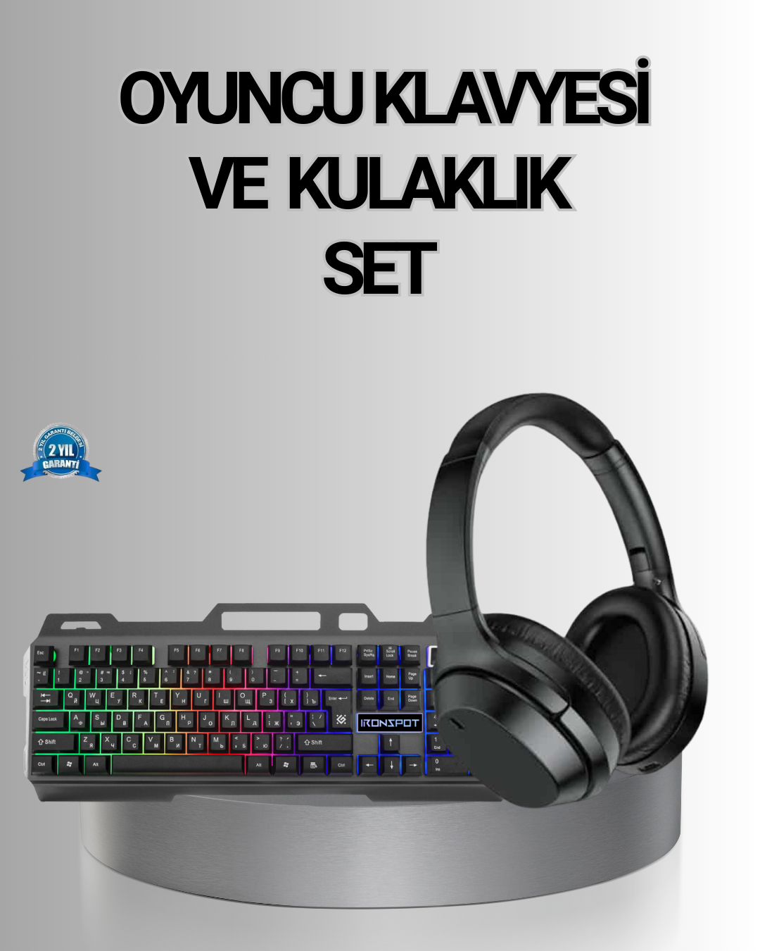 Işıklı Oyuncu Klavye Mouse ve Bluetooth Kulaklık Seti Türkçe Q US