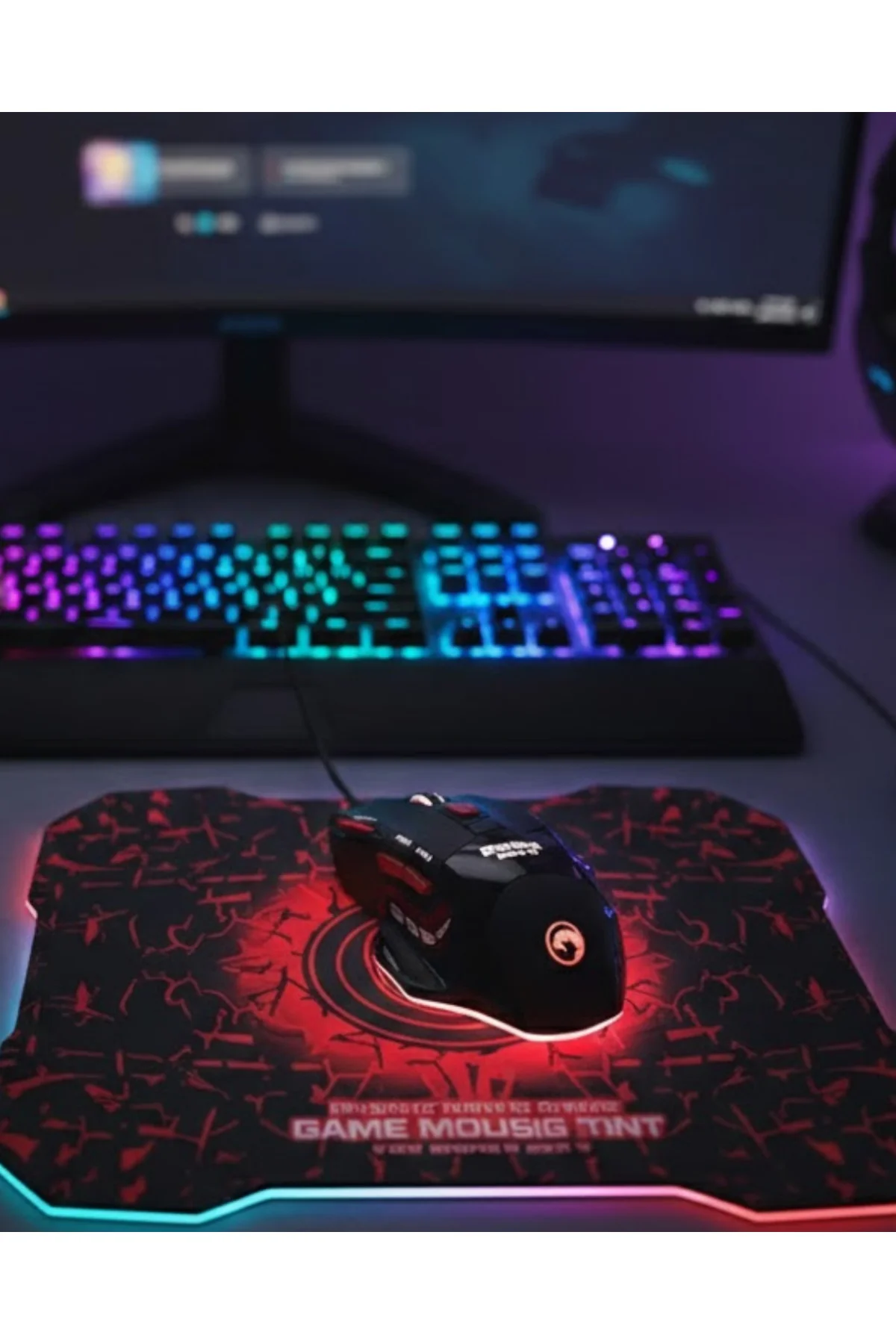Işıklı Oyuncu Mouse ve Mousepad Seti Ergonomik Tasarım ve RGB Ayd