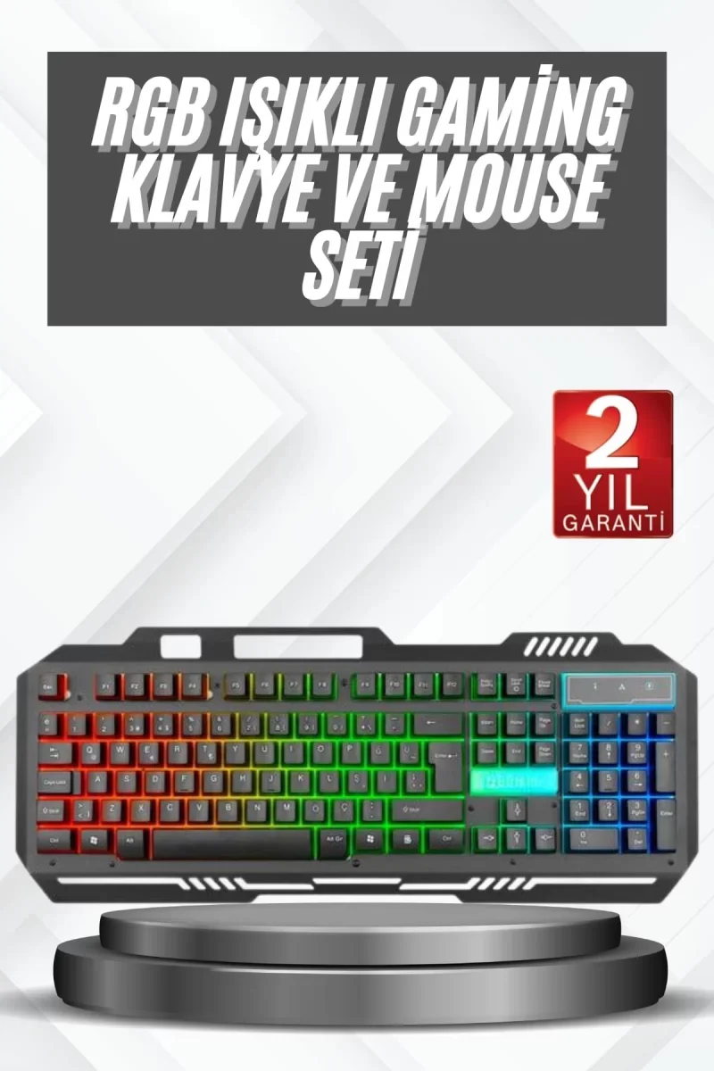 Işıklı Oyuncu Q Klavye Mouse Seti Siyah Gaming Oyuncu Klavye - Li