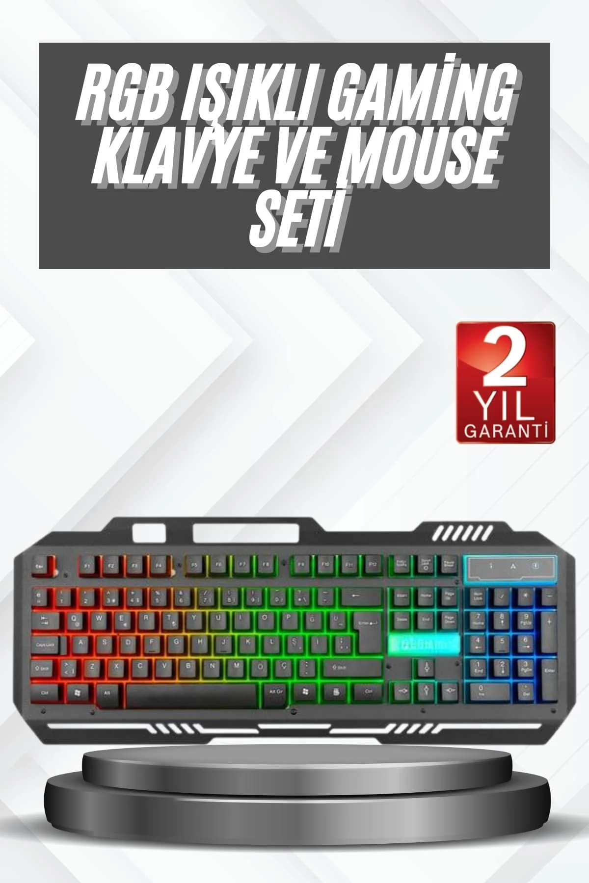Işıklı Oyuncu Q Klavye Mouse Seti Siyah Gaming Oyuncu Klavye