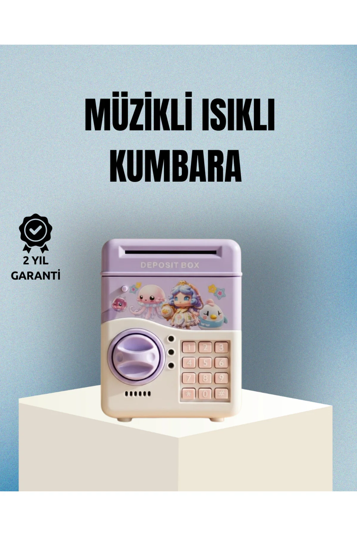 Işıklı Sesli Şifreli Otomatik Para Çeken Kumbara Mor