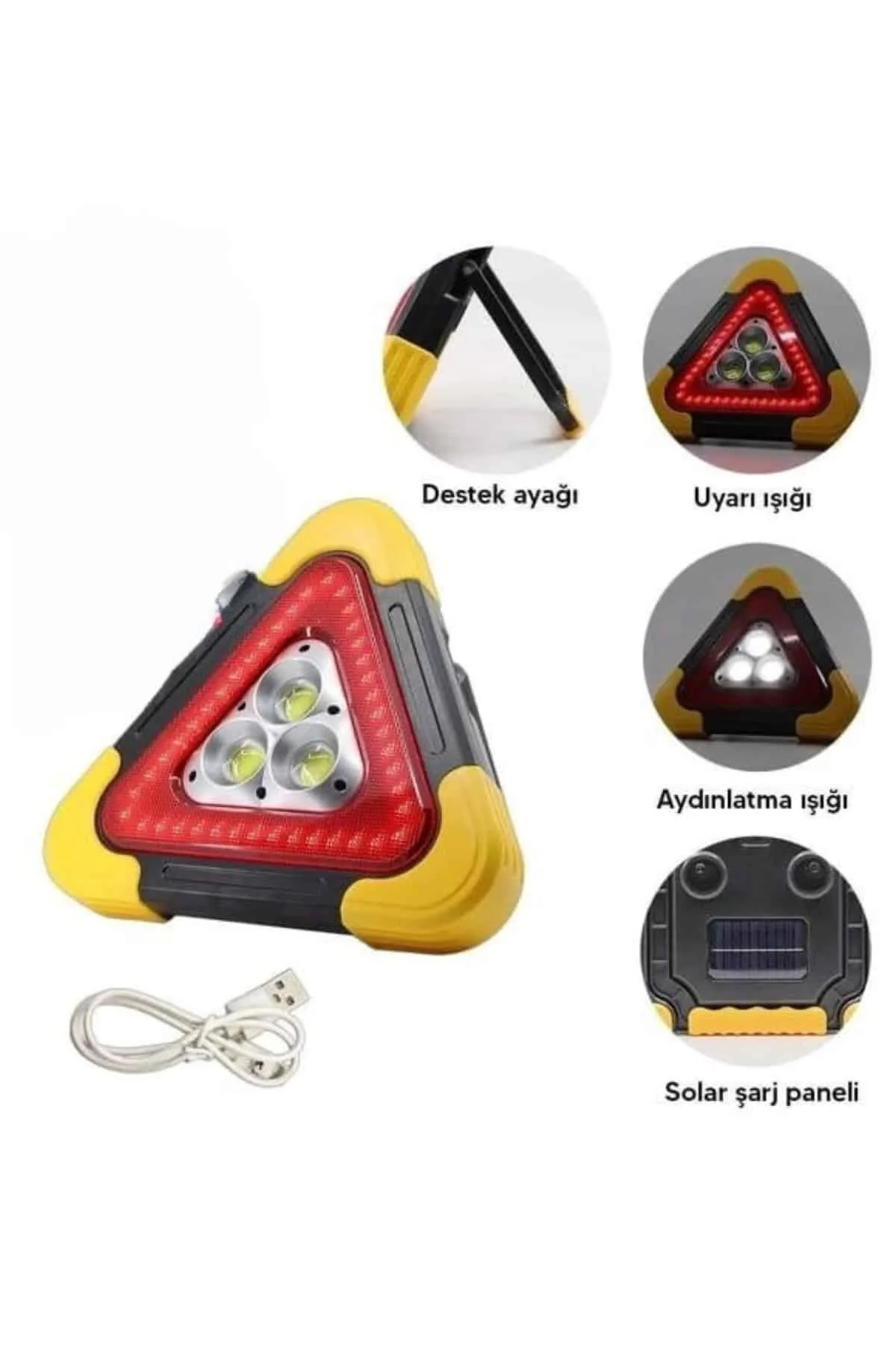 Işıklı Üçgen Reflektör Led Projektör Acil Durum Feneri Flaşör 500