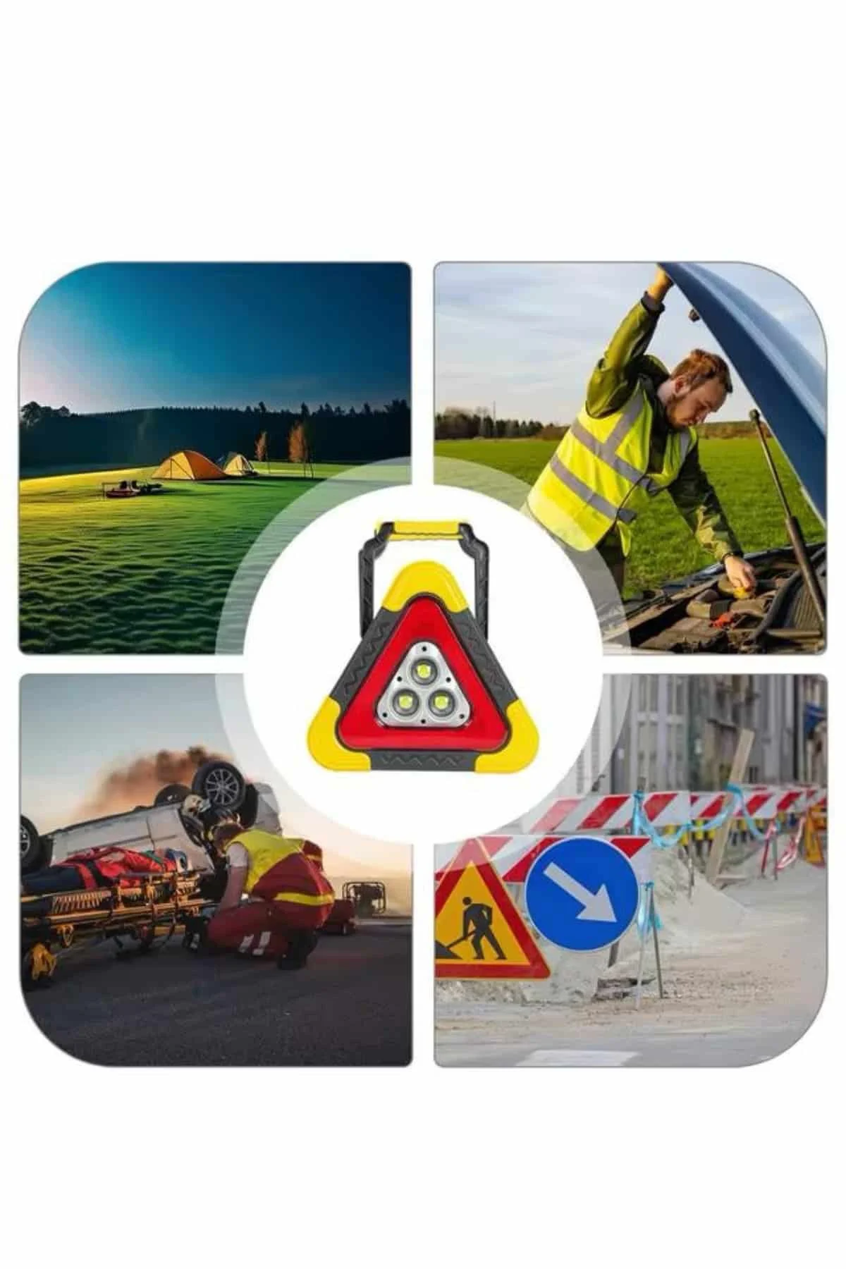 Işıklı Üçgen Reflektör Led Projektör Acil Durum Feneri Flaşör 500