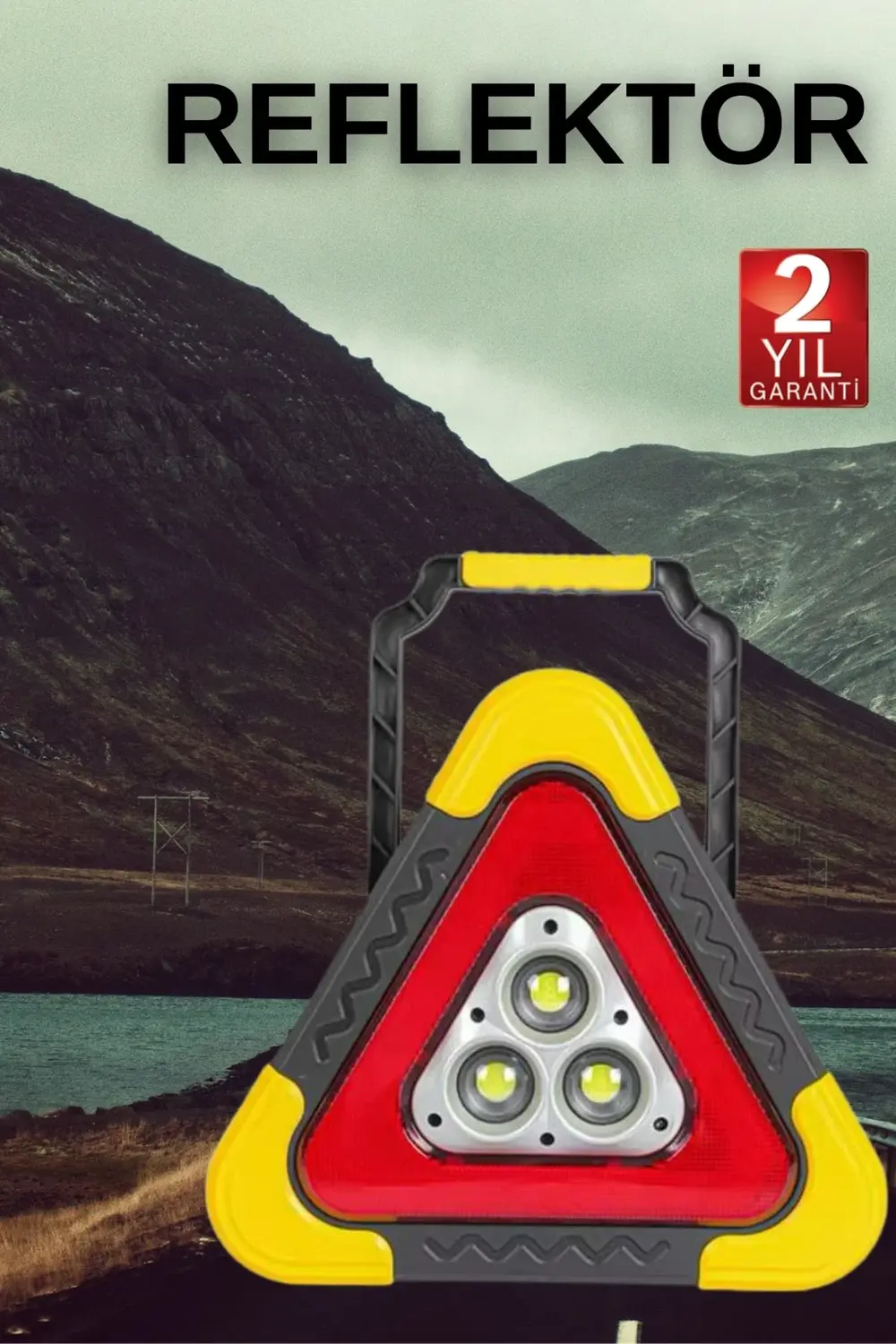Işıklı Üçgen Reflektör Led Projektör Acil Durum Feneri Flaşör 500