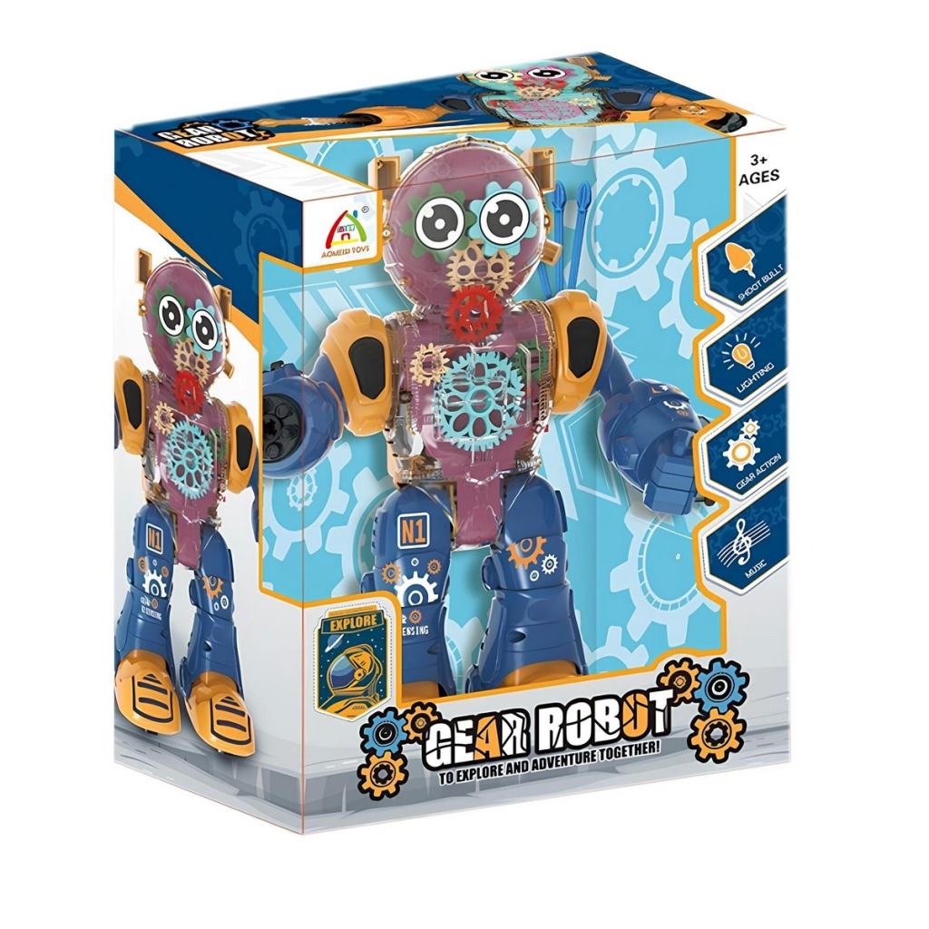 Işıklı ve Müzikli Şeffaf Renkli Robot Işıklı ve Müzikli Şeffaf Renkli Robot