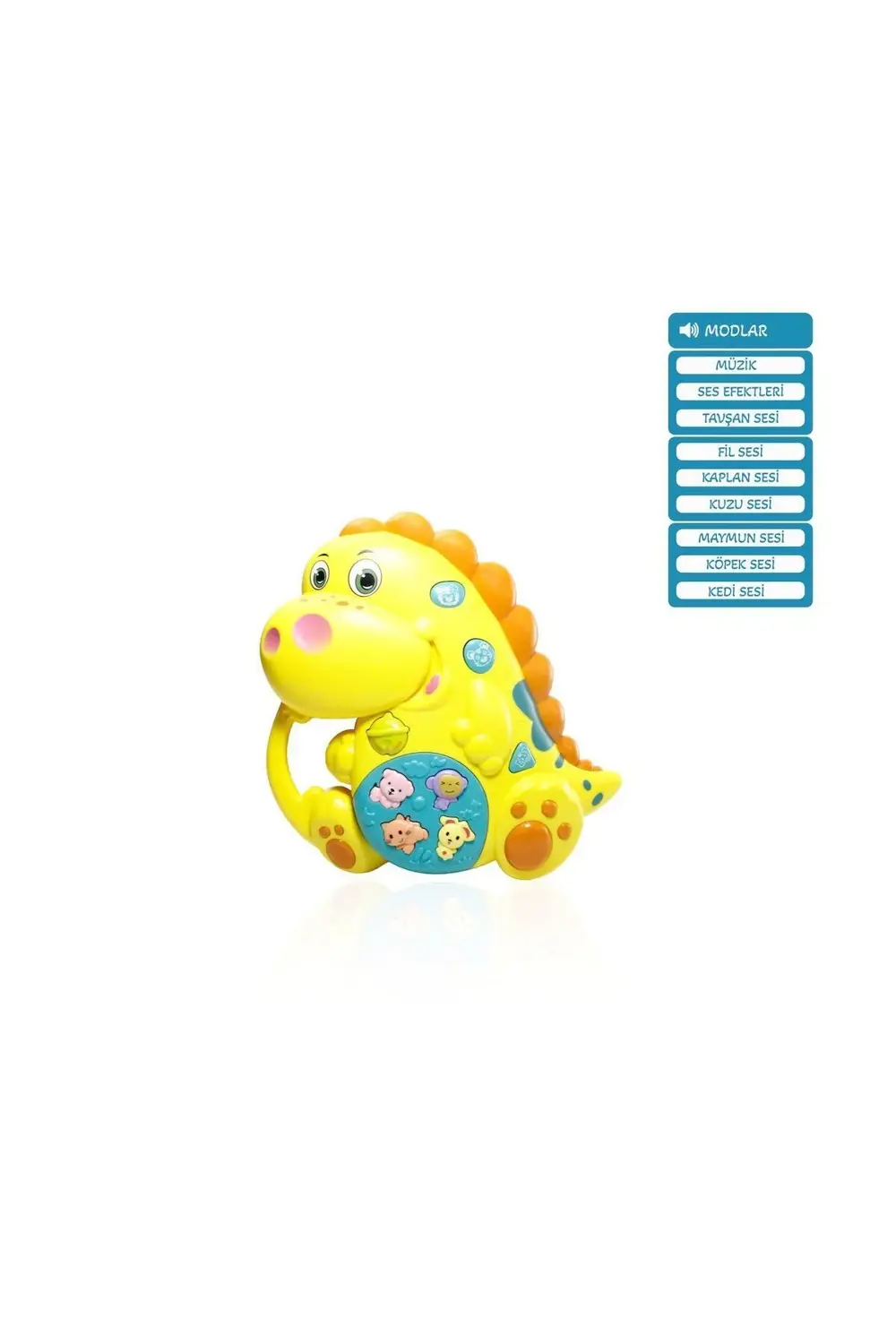 Işıklı ve Müzikli Dinozor Bebek Piyanosu (Sarı-Turkuaz)